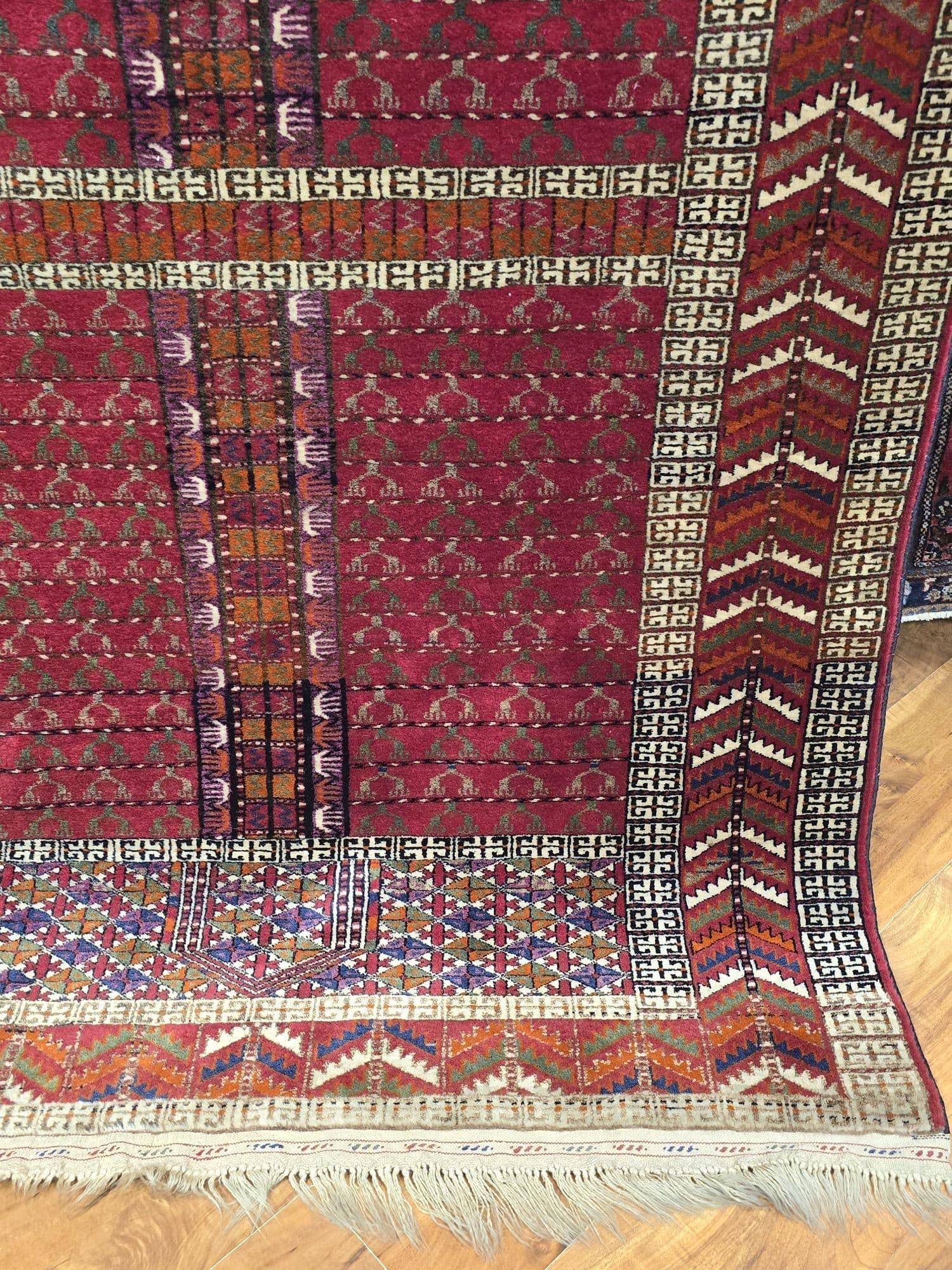 Rug Engsi, red, wool, 200x126 cm, Turkmenistan - 395966