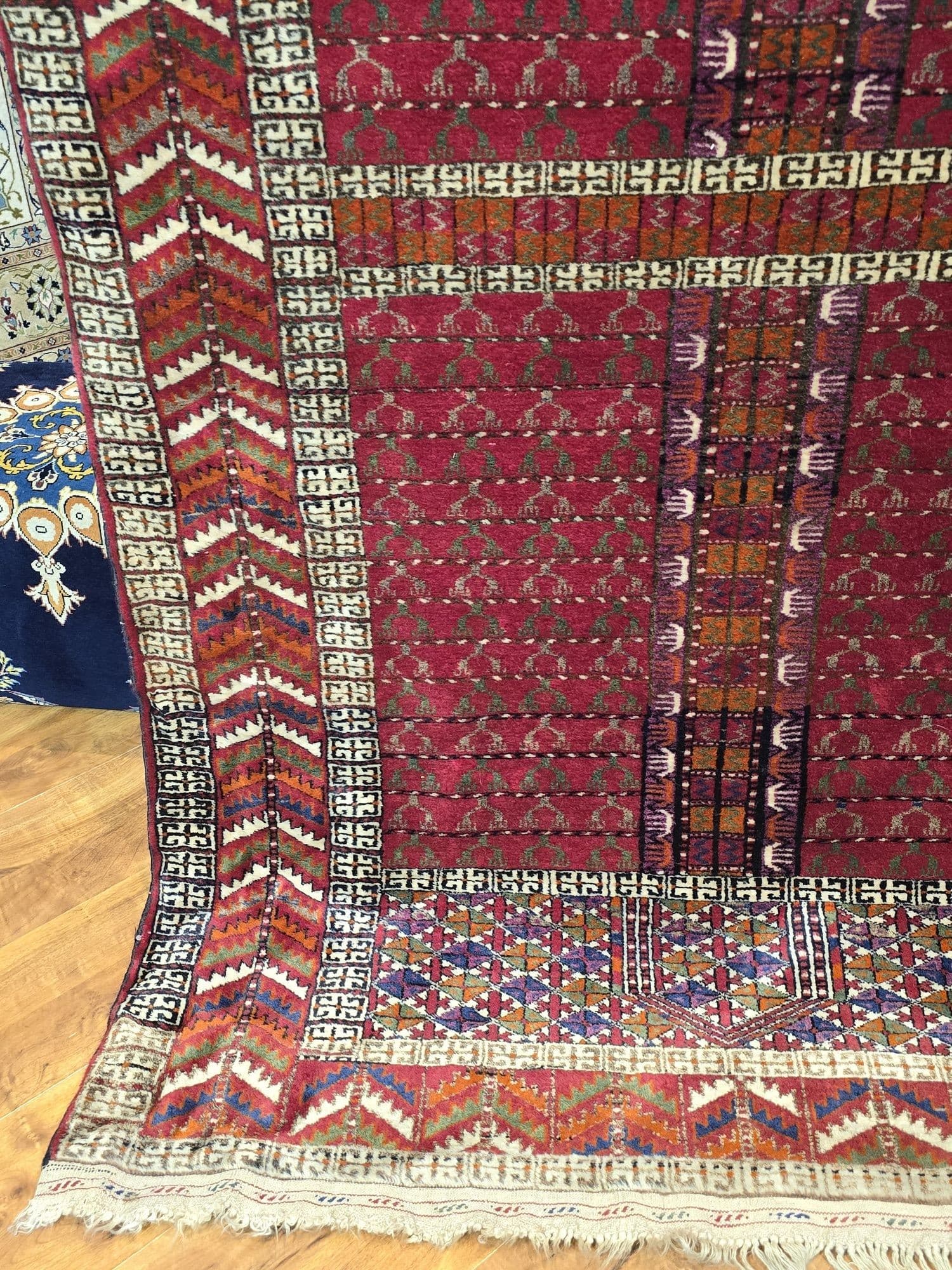 Rug Engsi, red, wool, 200x126 cm, Turkmenistan - 395967