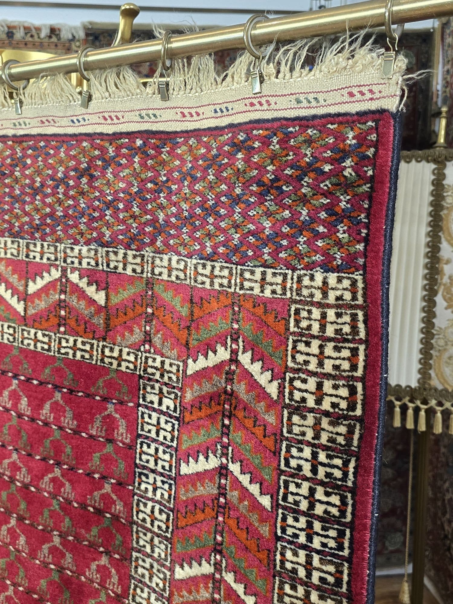 Rug Engsi, red, wool, 200x126 cm, Turkmenistan - 395963