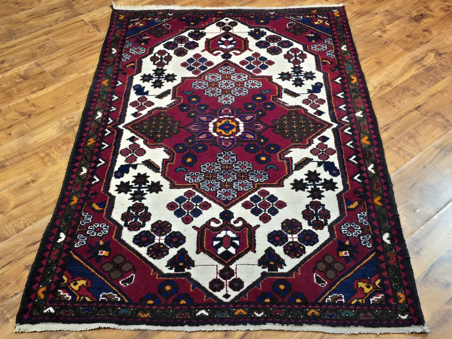 Dywan Hamadan, 100x162 cm, wełna czerwony, Iran, lata 70. - 395996