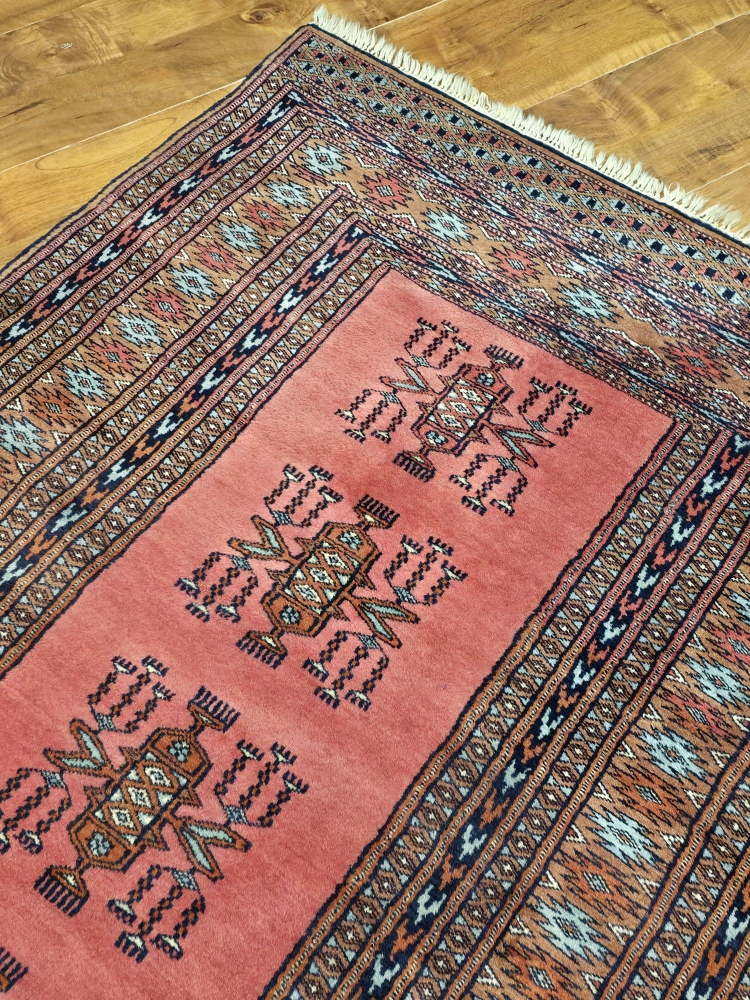 Rug Buchara, 97x150 cm, pink blue brown, wool, Pakistan - 396008