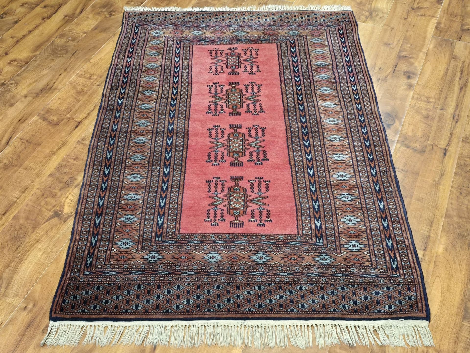 Rug Buchara, 97x150 cm, pink blue brown, wool, Pakistan - 396014