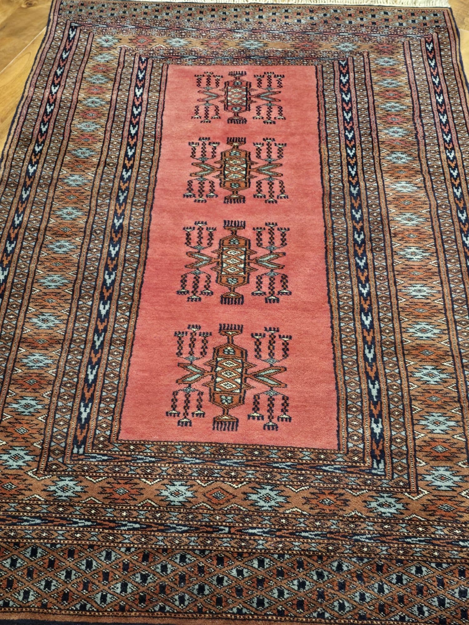 Rug Buchara, 97x150 cm, pink blue brown, wool, Pakistan - 396011