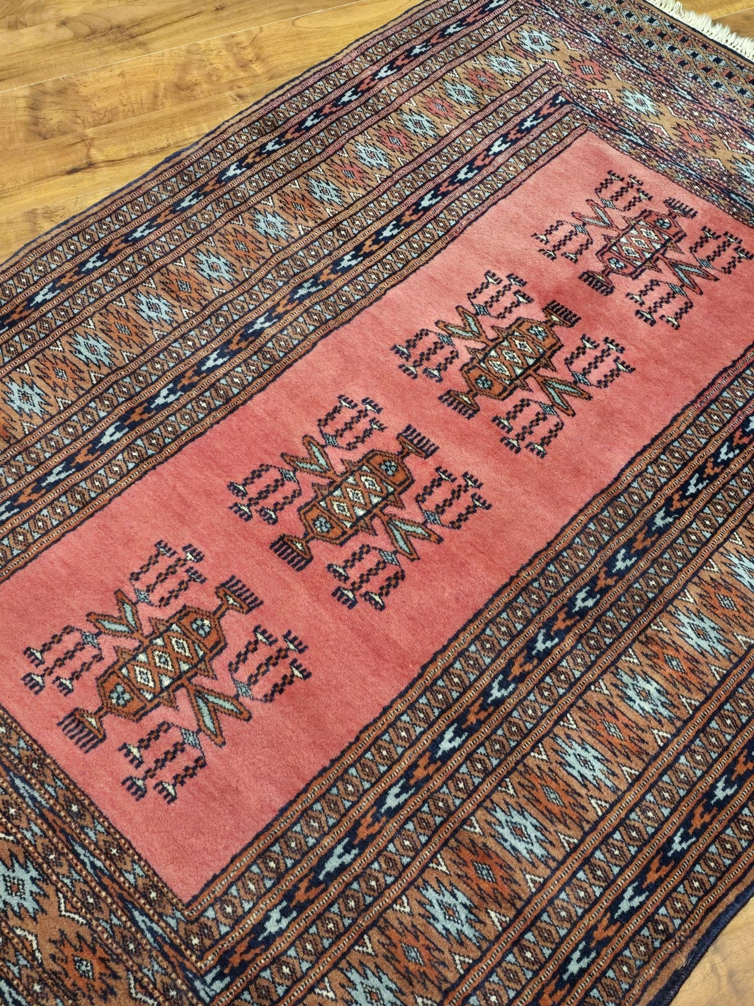 Rug Buchara, 97x150 cm, pink blue brown, wool, Pakistan - 396010