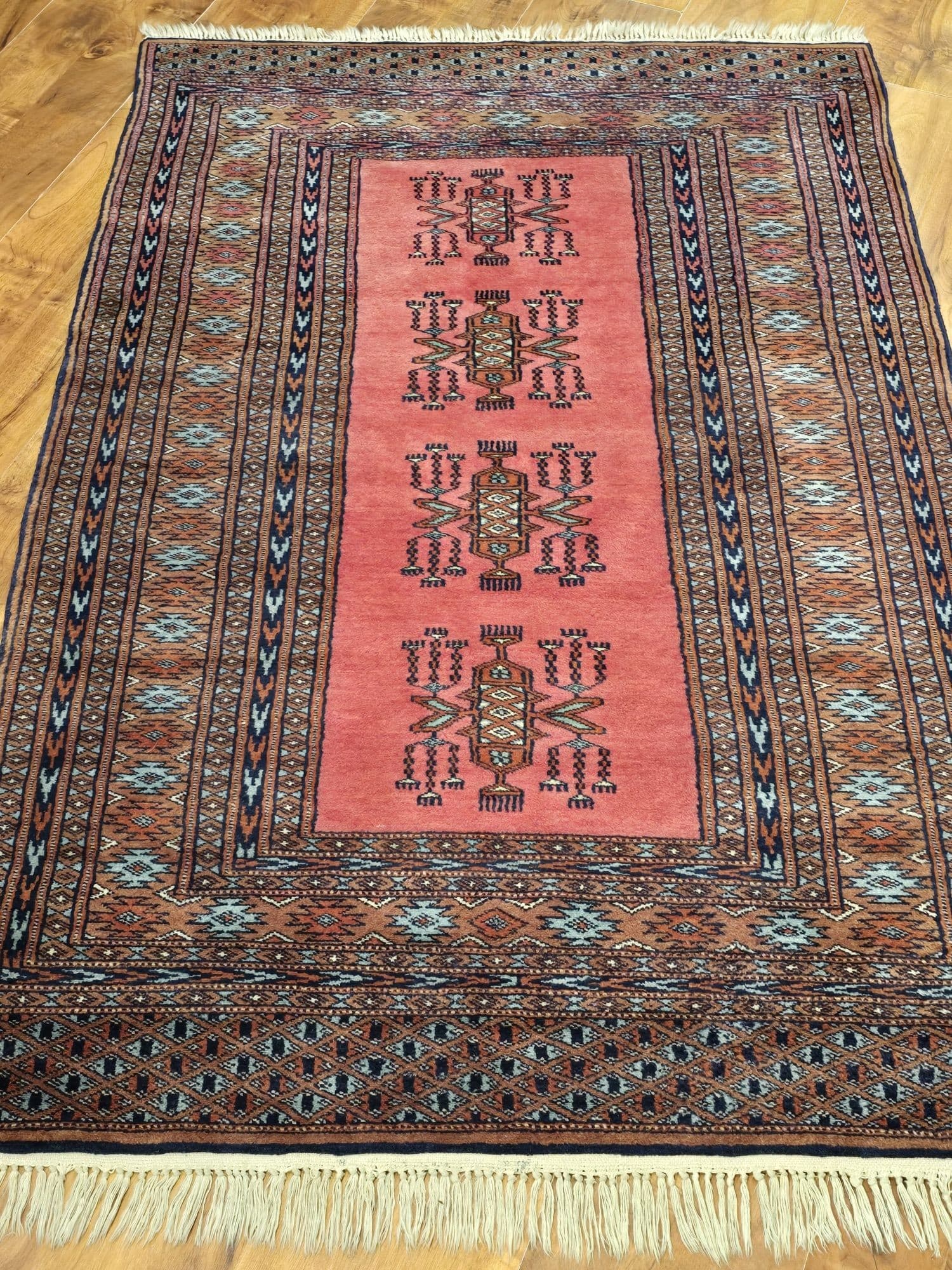 Rug Buchara, 97x150 cm, pink blue brown, wool, Pakistan - 396007