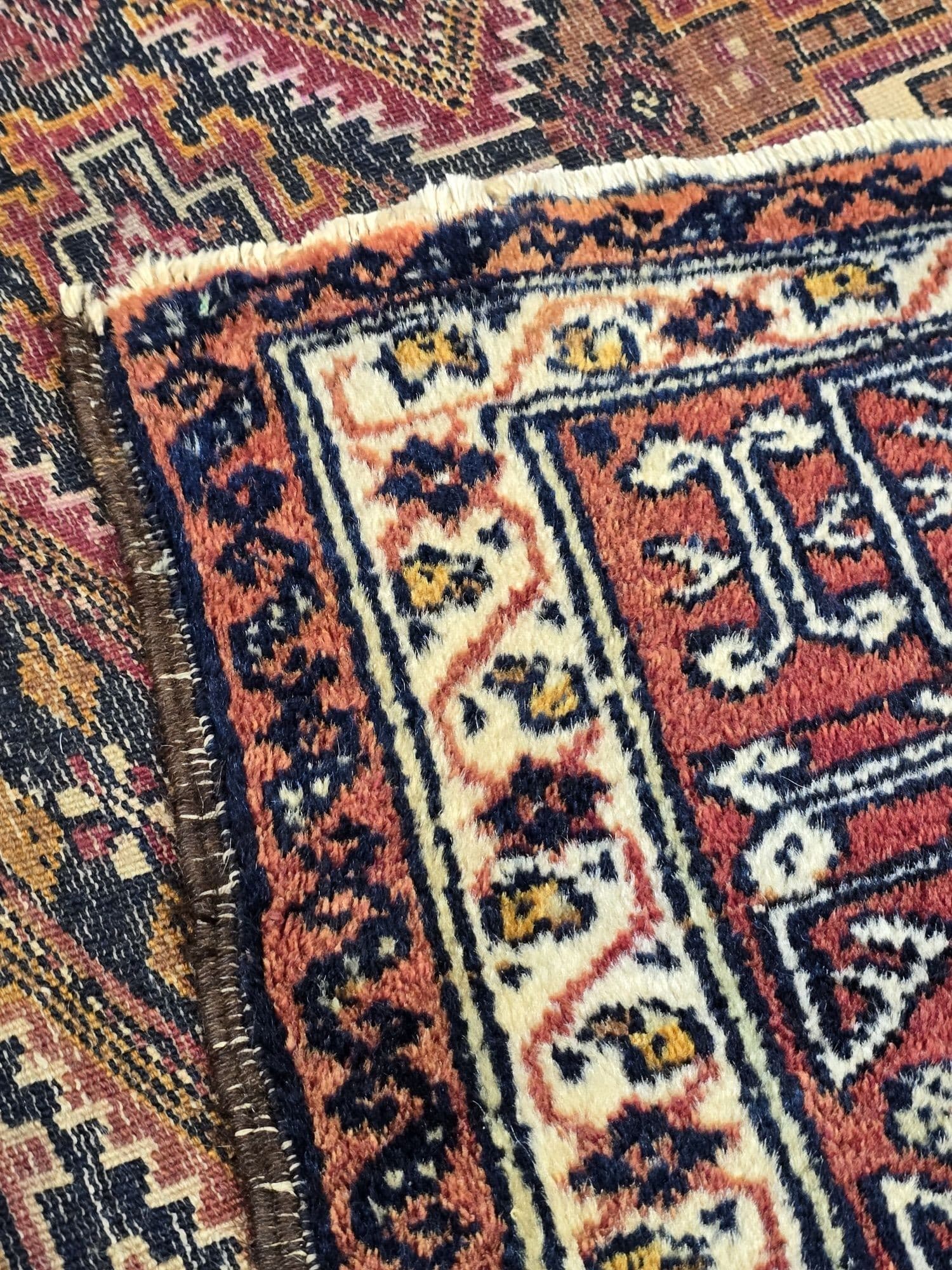 Rug Beluch, 100x195 cm, blue red brown gold white, wool, Iran, 1960s. - 396030