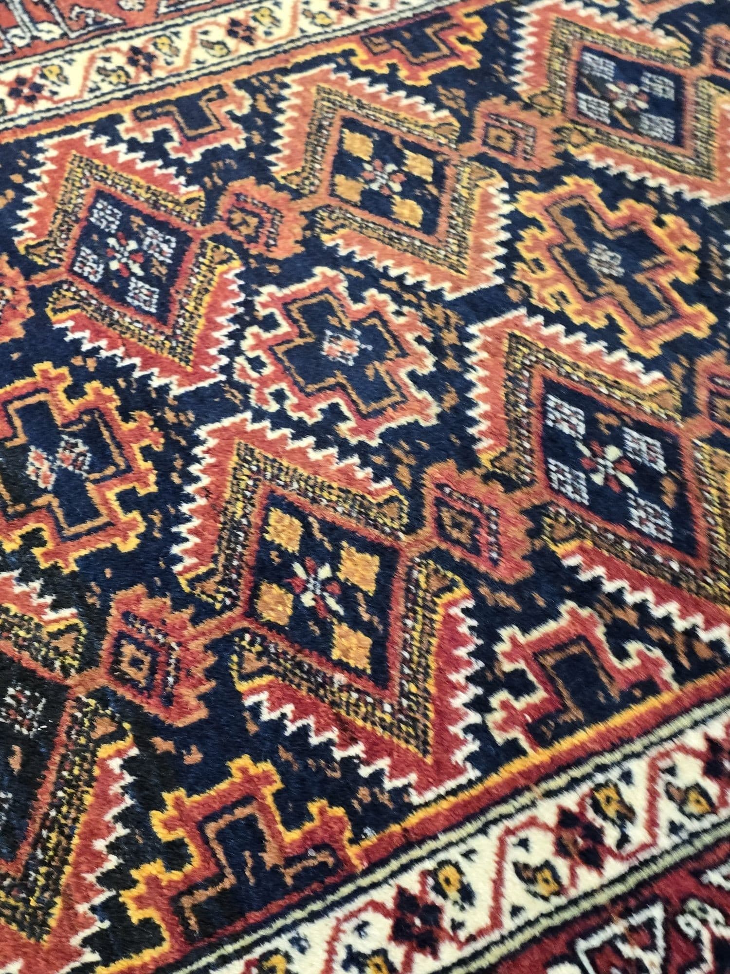 Rug Beluch, 100x195 cm, blue red brown gold white, wool, Iran, 1960s. - 396028