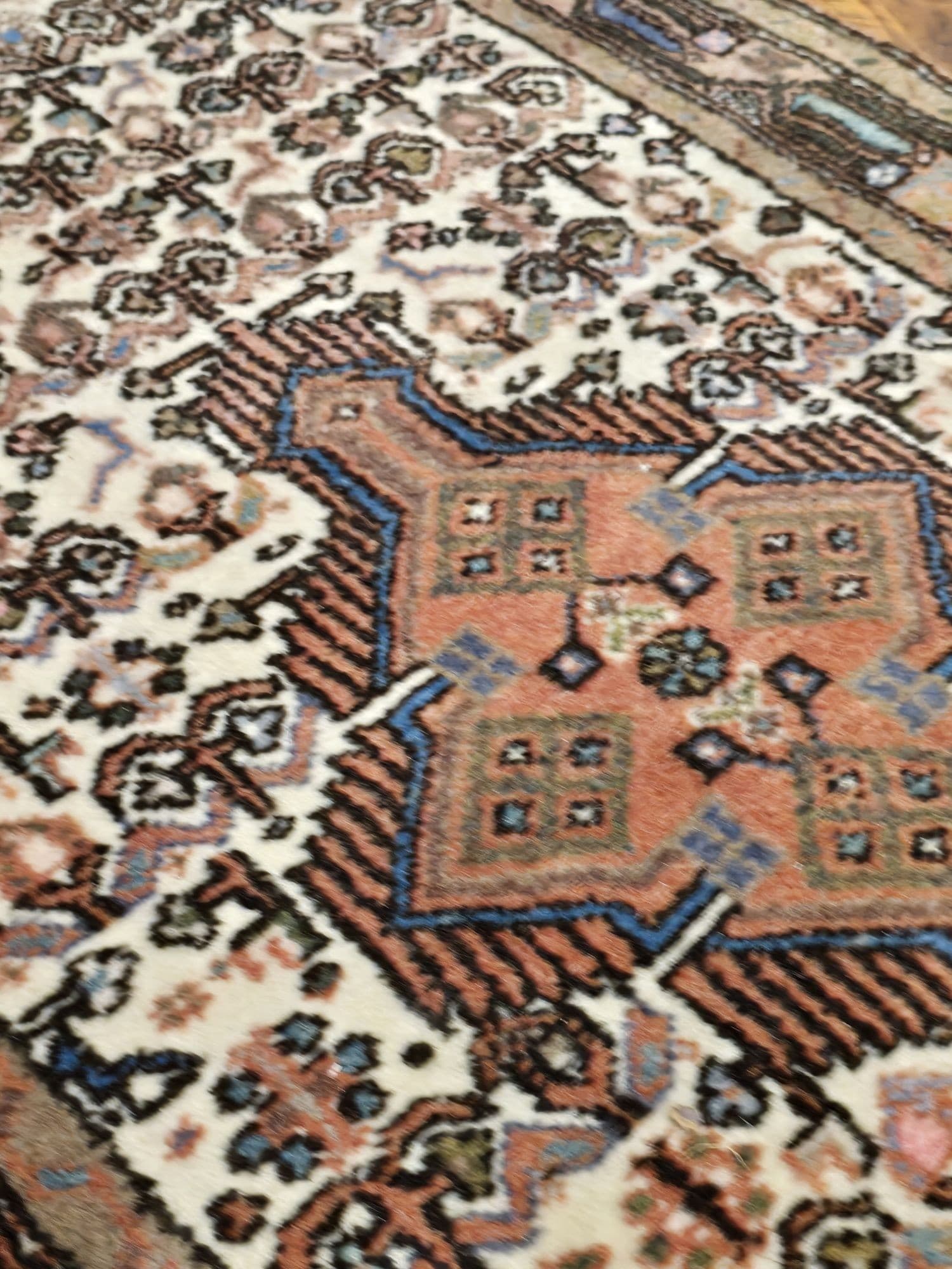 Chodnik Hamadan 82x285 cm, beżowy brązowy pomarańczowy różowy niebieski zielony, wełna, Iran, lata 70. - 396047
