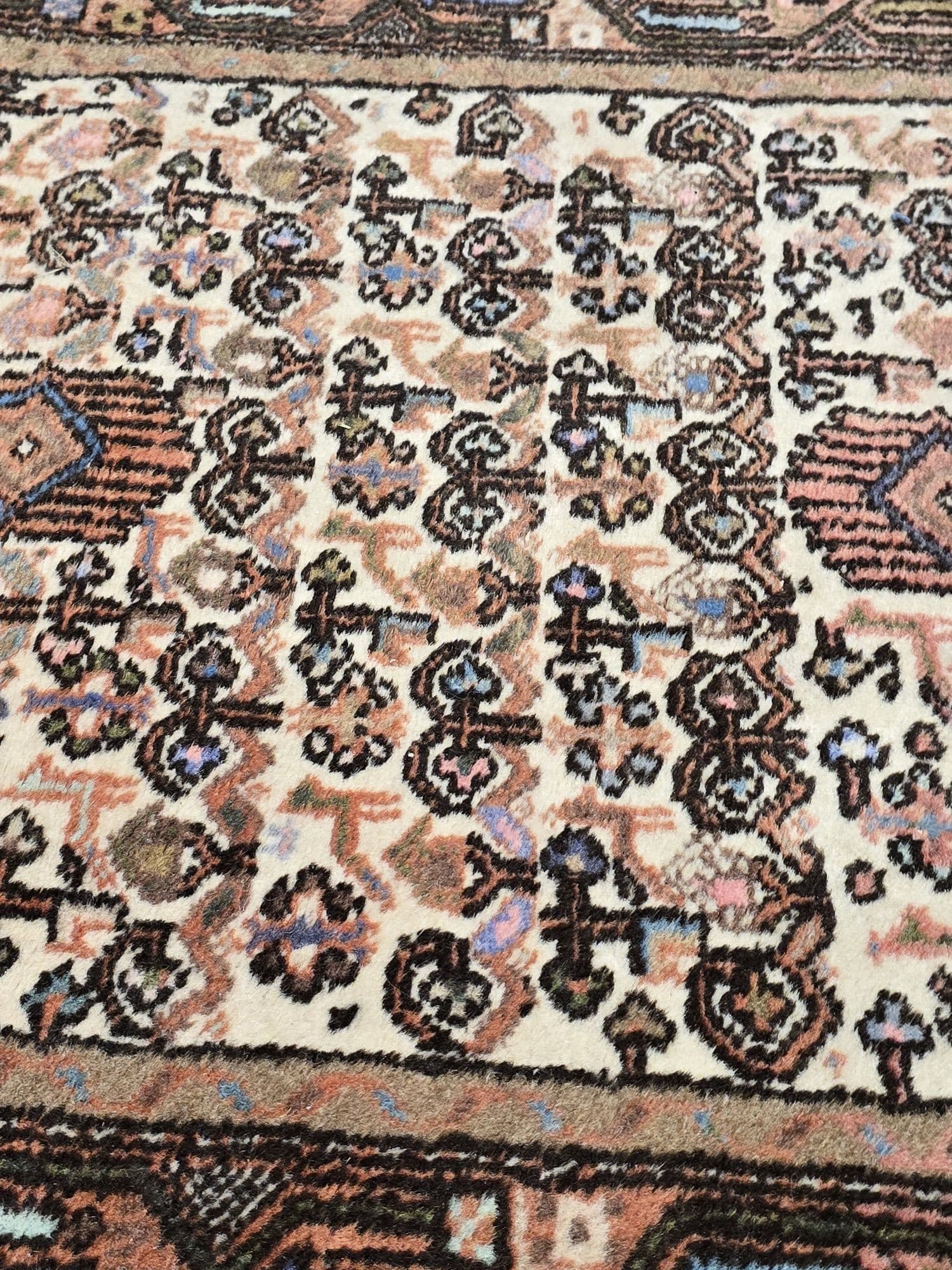 Chodnik Hamadan 82x285 cm, beżowy brązowy pomarańczowy różowy niebieski zielony, wełna, Iran, lata 70. - 396043