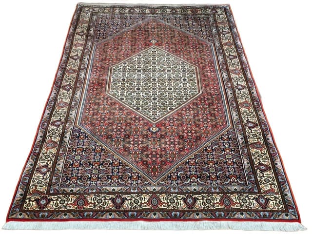 Dywan Bidjar Takab 145x245 cm, czerwony niebieski, wełna, Iran, początek XX w. - WYMIARY