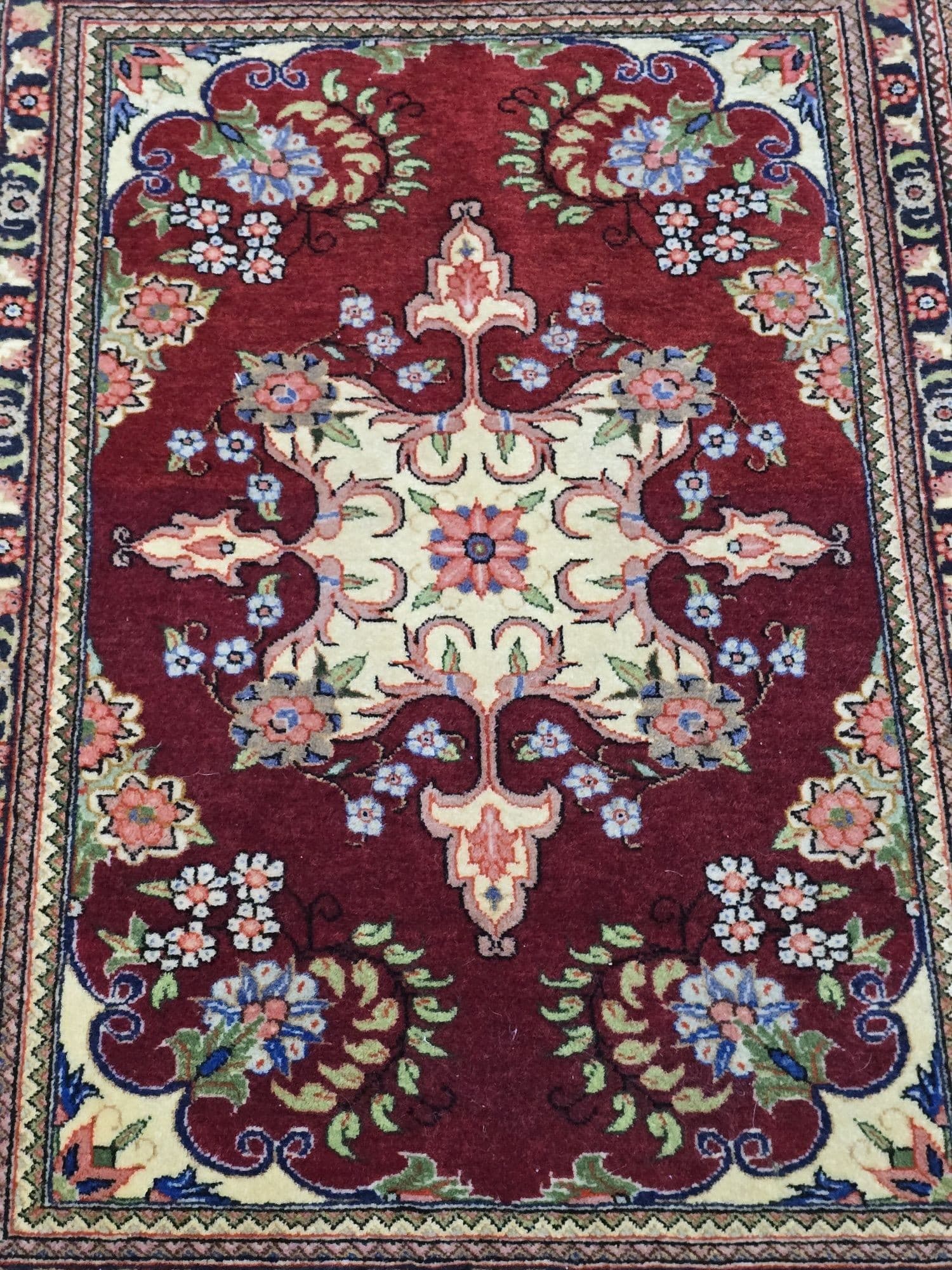 Dywanik Qom, czerwony, wełna, Iran - 396088