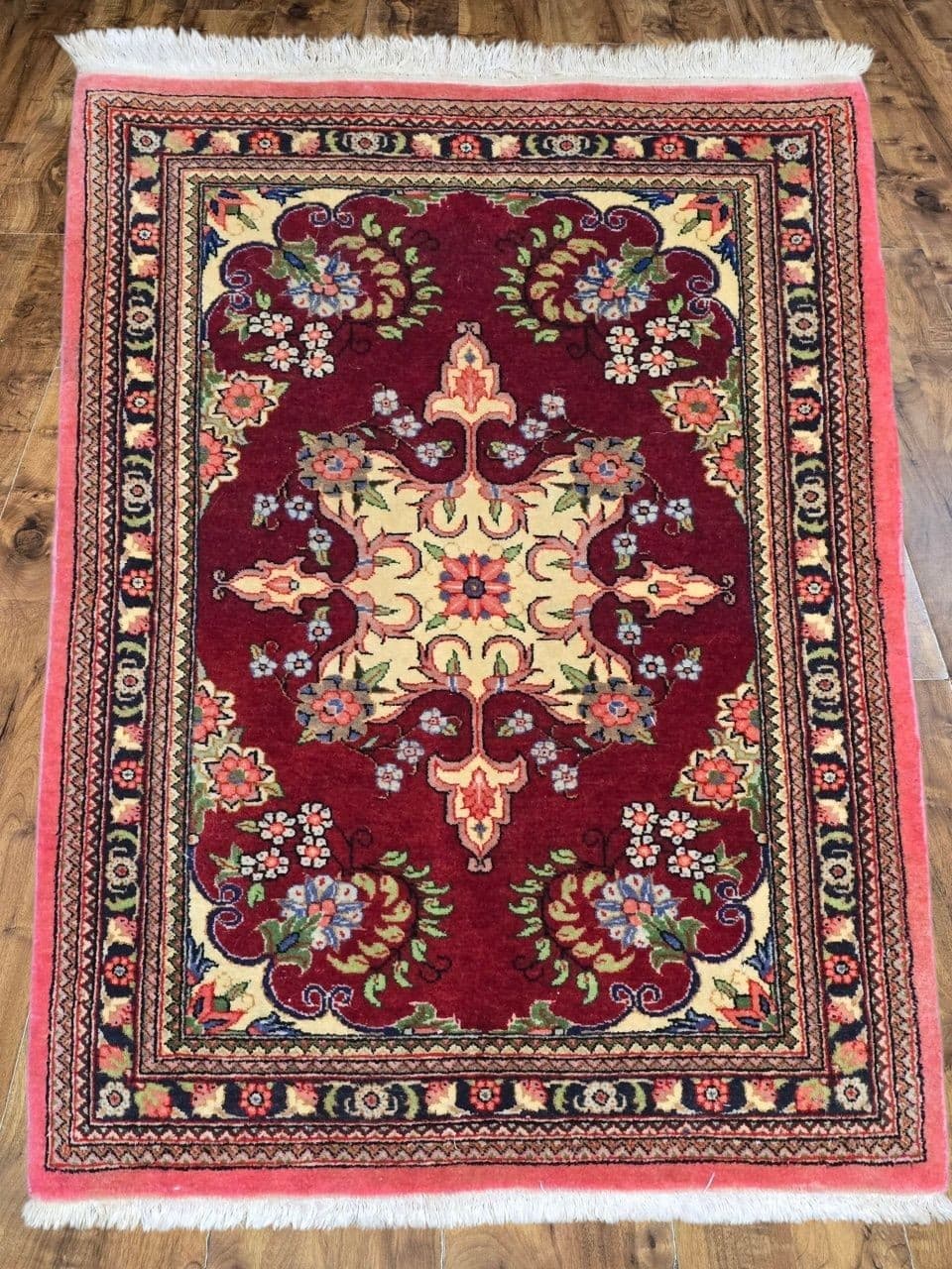 Dywanik Qom, czerwony, wełna, Iran - 396095