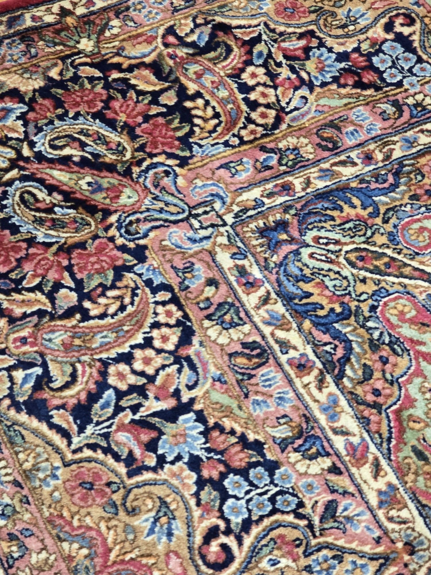 Dywan Kerman 360x265 cm, czerwony niebieski, wełna bawełna, Iran, początek XX w. - 396119