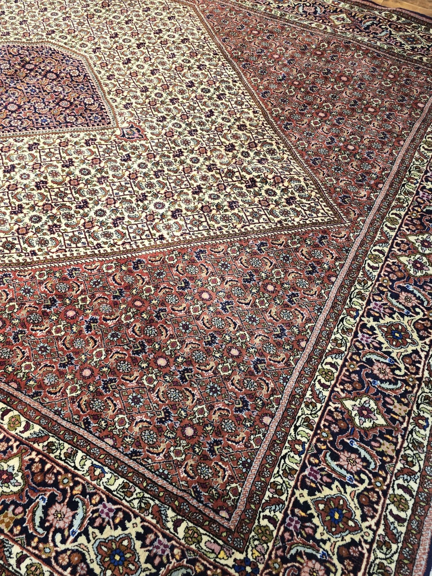 Dywan perski Bidjar 250x350 cm, czerwony beżowy niebieski zielony, wełna, Iran - 396162