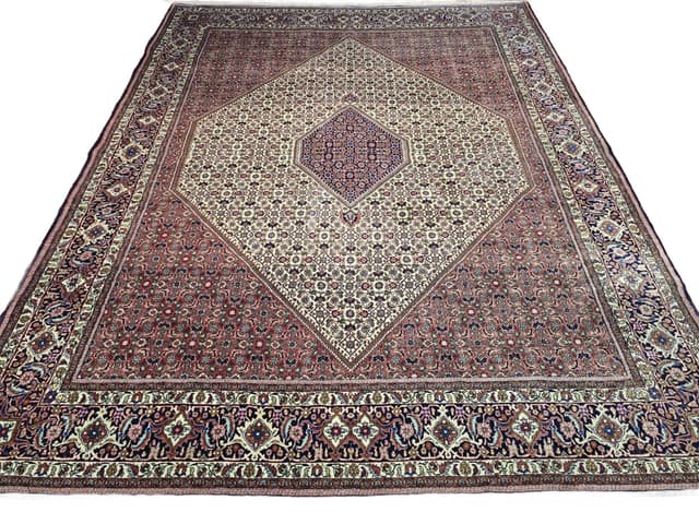 Dywan perski Bidjar 250x350 cm, czerwony beżowy niebieski zielony, wełna, Iran - WYMIARY