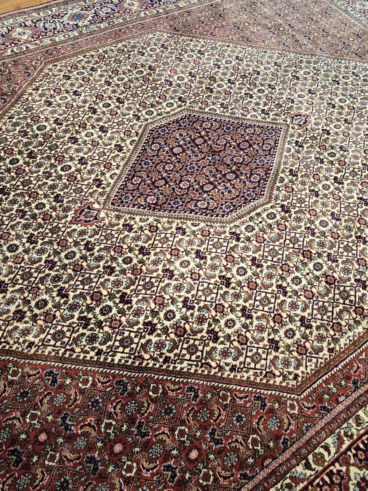 Dywan perski Bidjar 250x350 cm, czerwony beżowy niebieski zielony, wełna, Iran - 396168