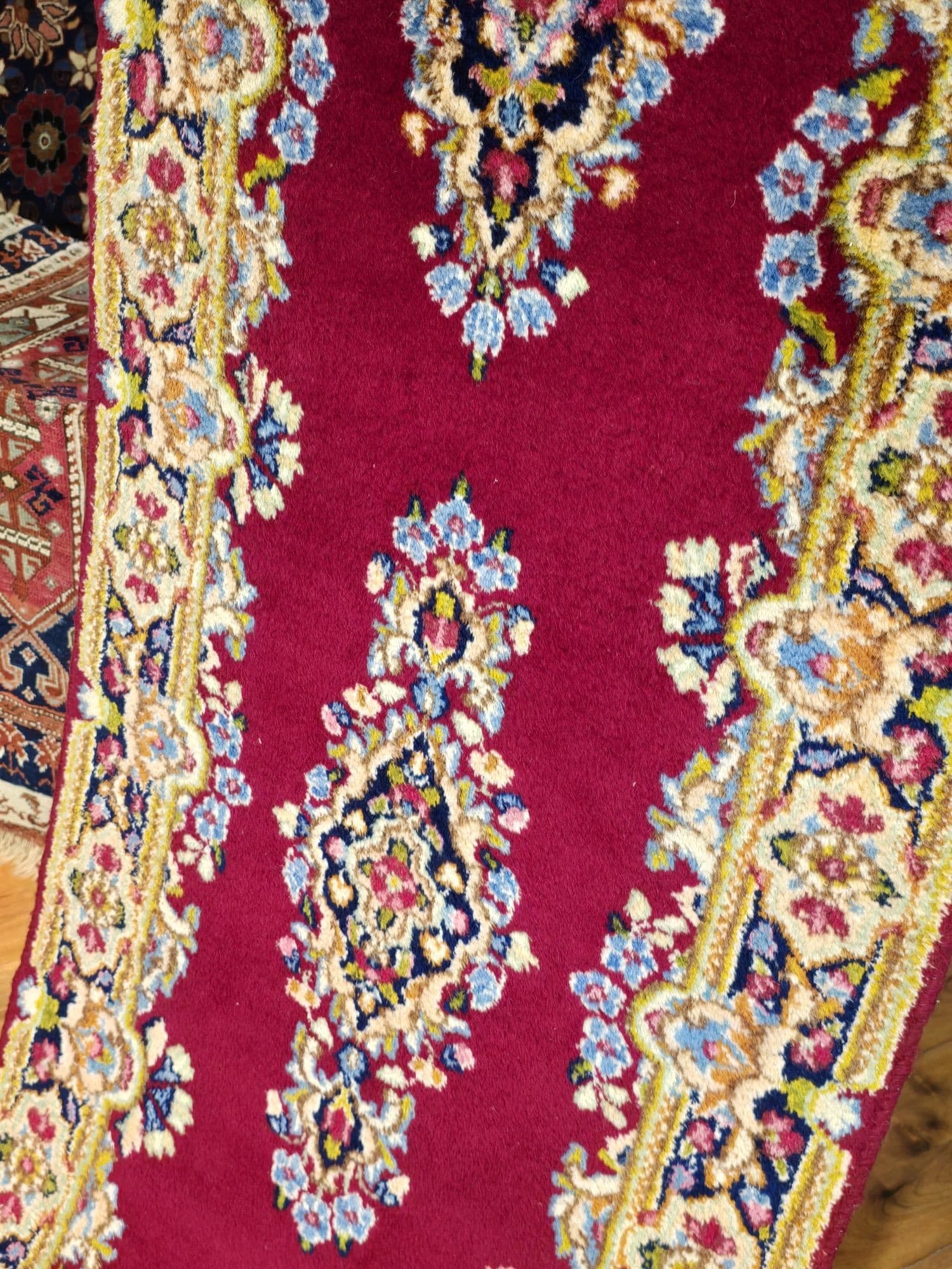 Chodnik Kerman 235x72 cm, czerwony, wełna, Iran, XIX w. - 396190