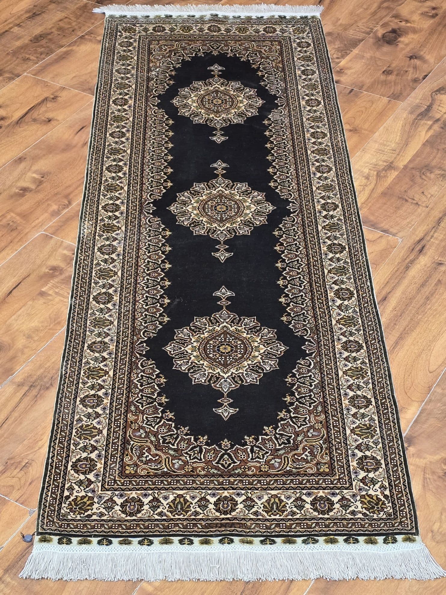 Chodnik Kayseri, zielony złoty, jedwab, Turcja - 396208