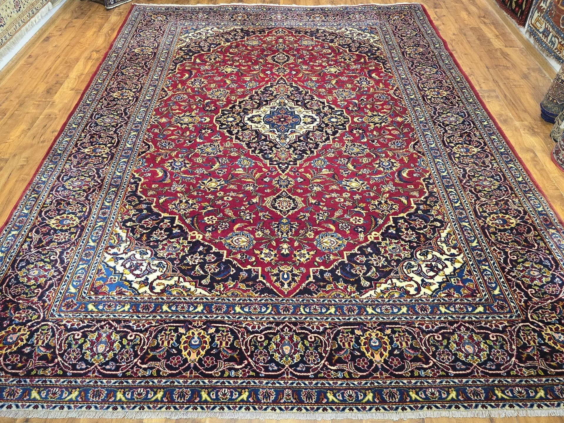 Dywan Keshan 335x248 cm, czerwony niebieski, wełna, Iran, lata 70. - 396223