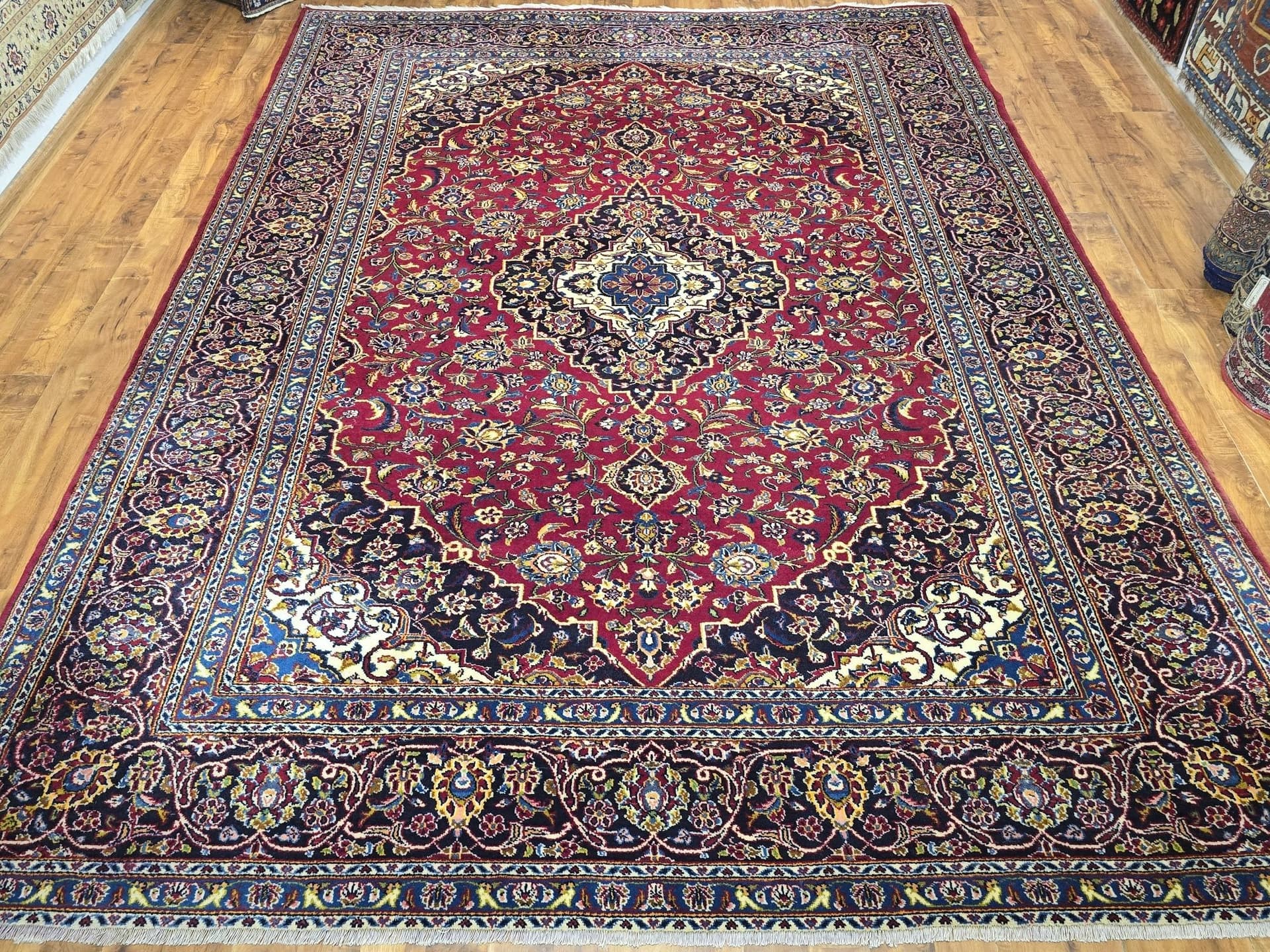 Dywan Keshan 335x248 cm, czerwony niebieski, wełna, Iran, lata 70. - 396222