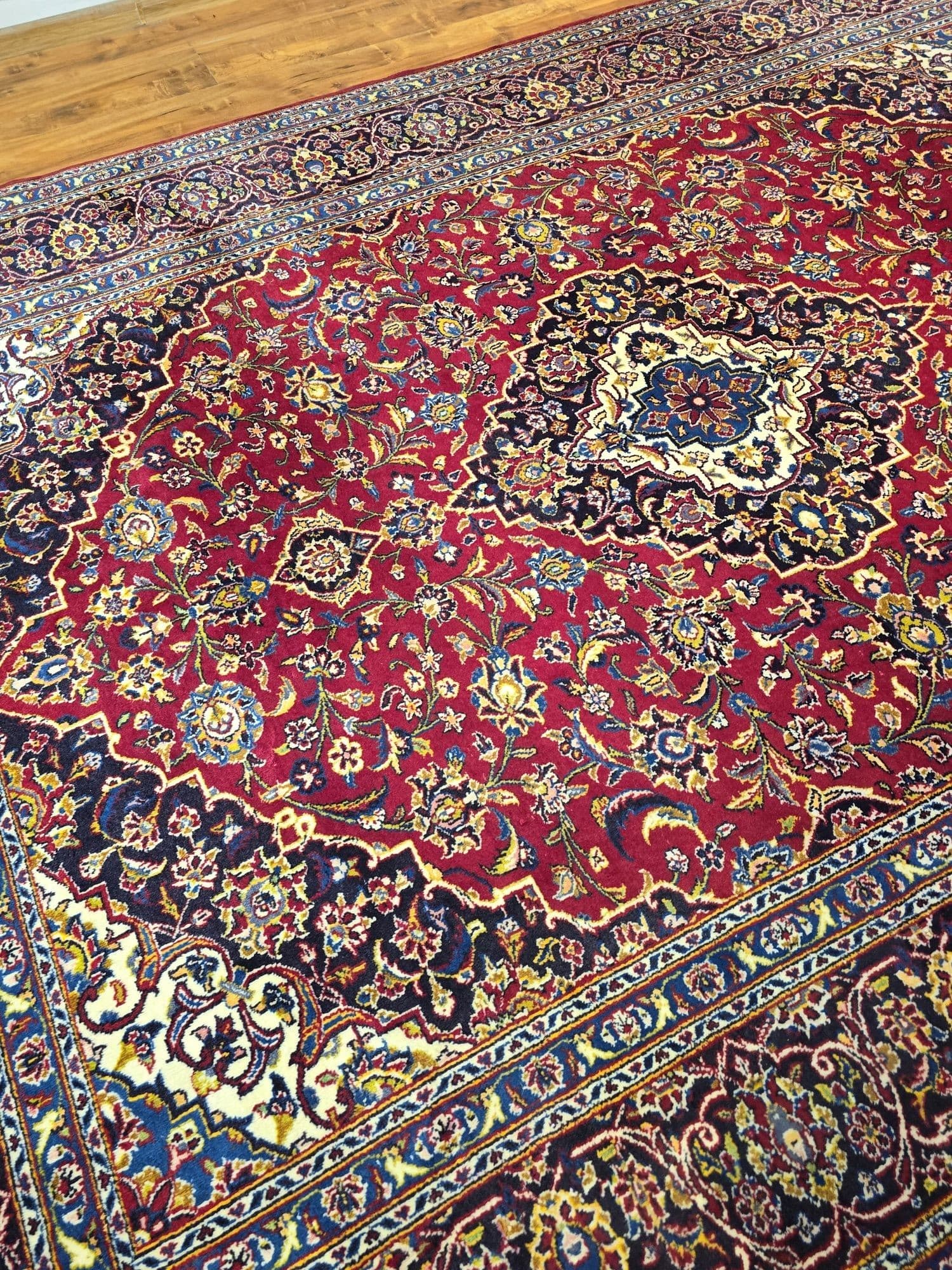 Dywan Keshan 335x248 cm, czerwony niebieski, wełna, Iran, lata 70. - 396219