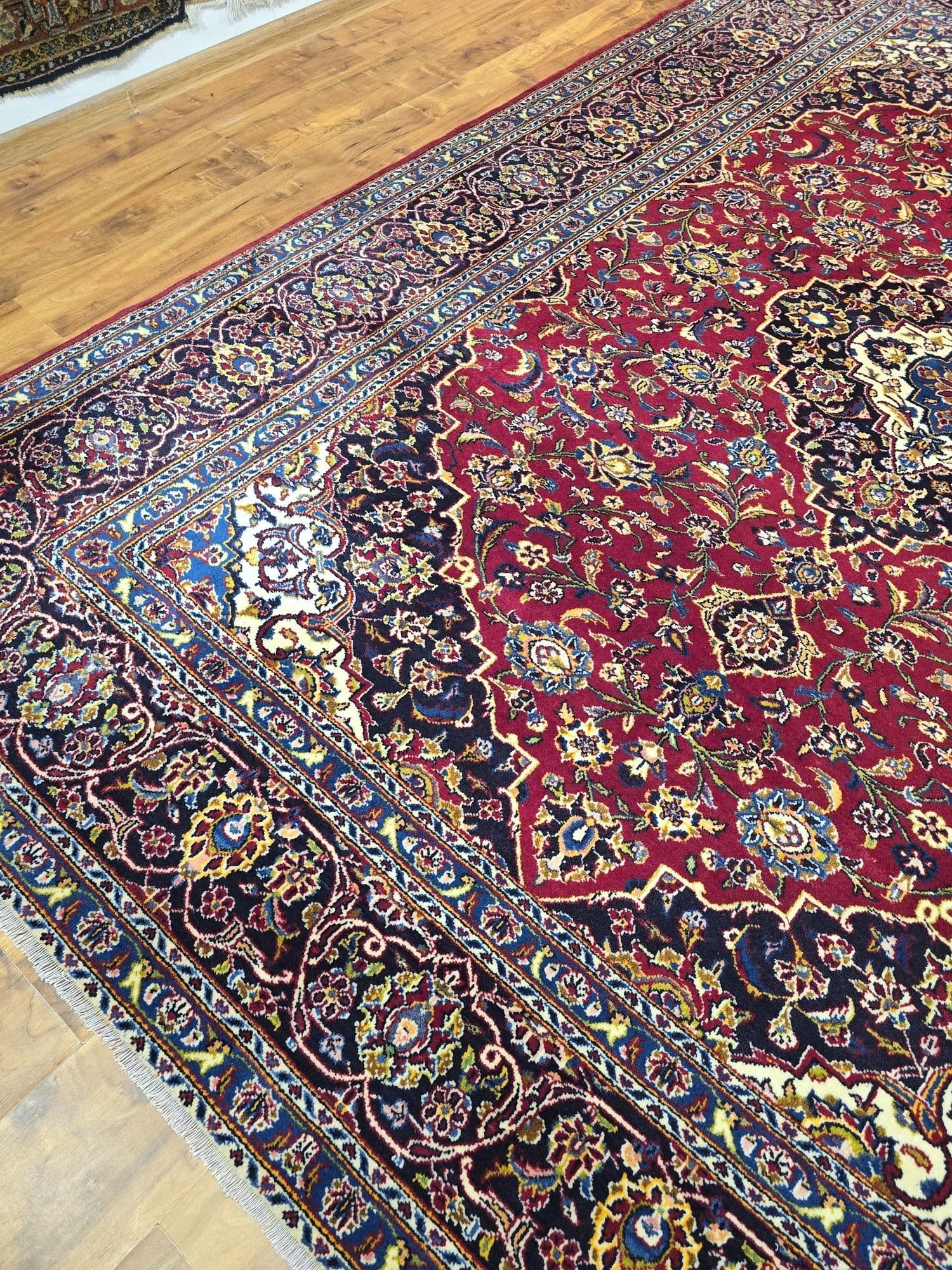 Dywan Keshan 335x248 cm, czerwony niebieski, wełna, Iran, lata 70. - 396218