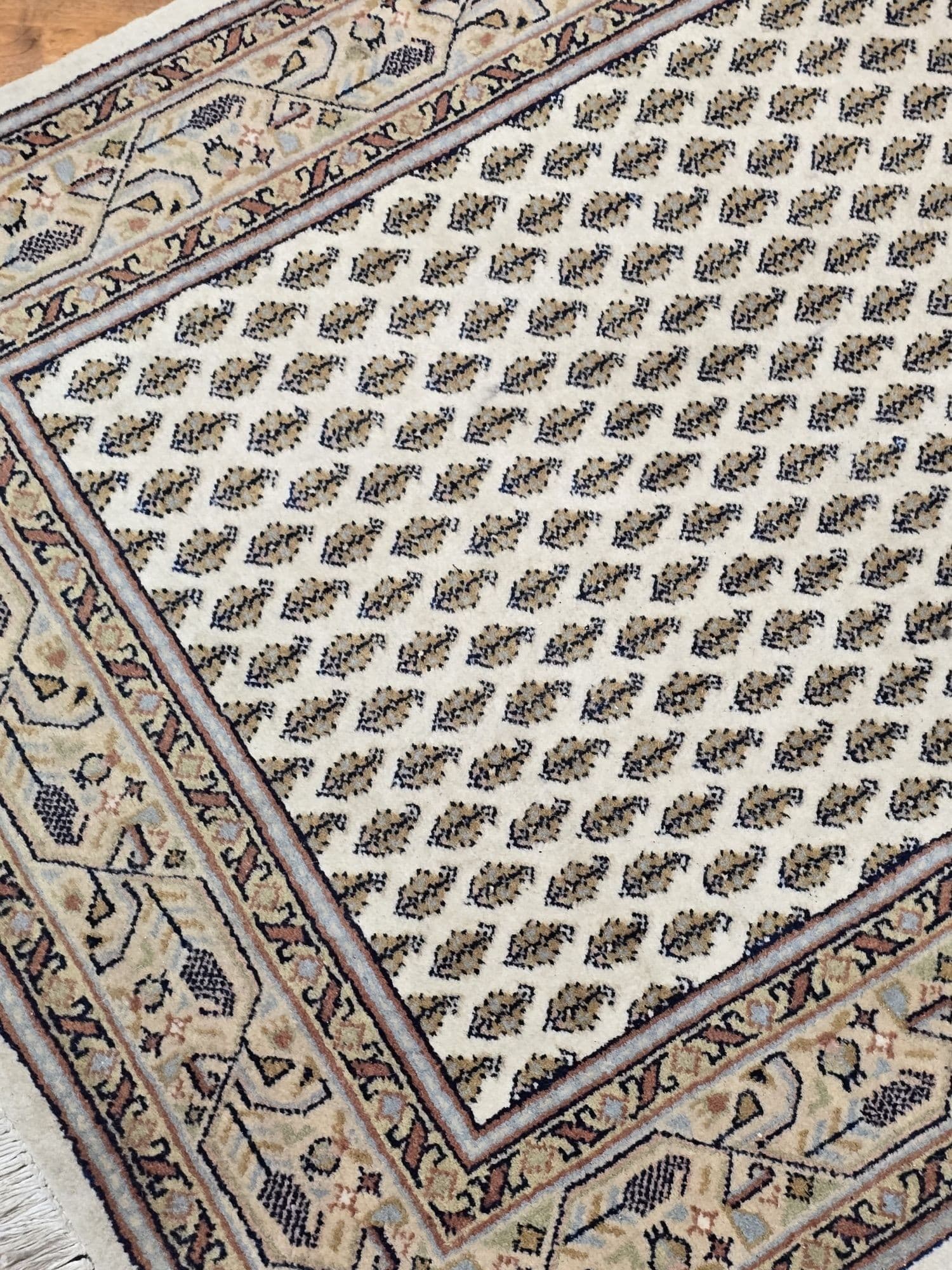 Chodnik Indo Mir 250x80 cm, kremowy, wełna, Indie - 396243