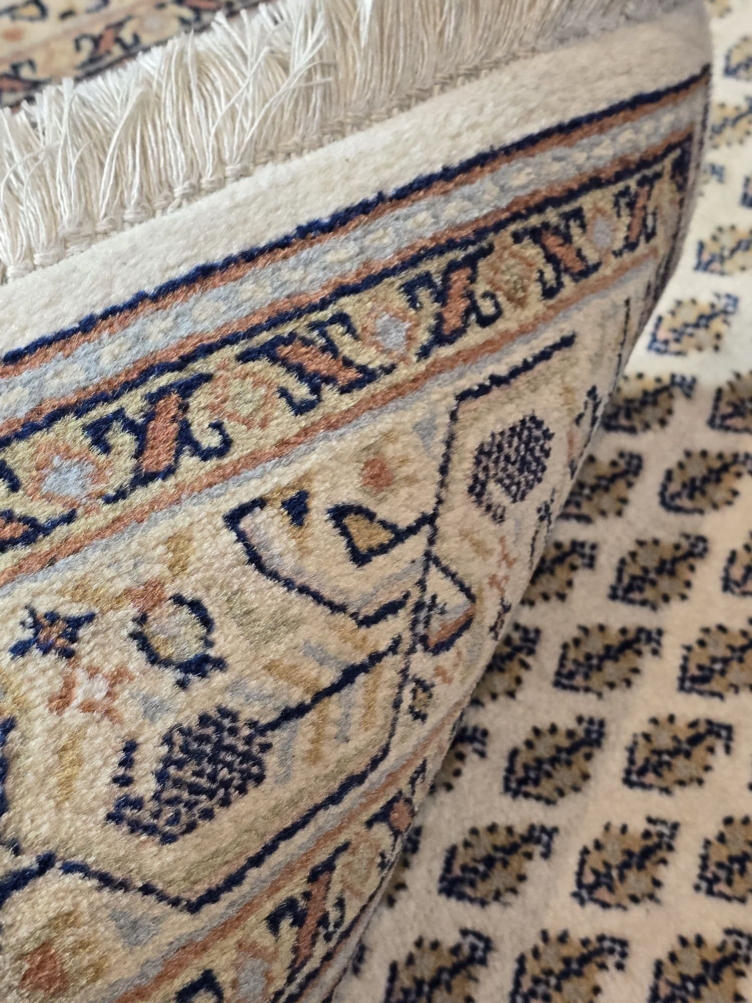 Chodnik Indo Mir 250x80 cm, kremowy, wełna, Indie - 396248