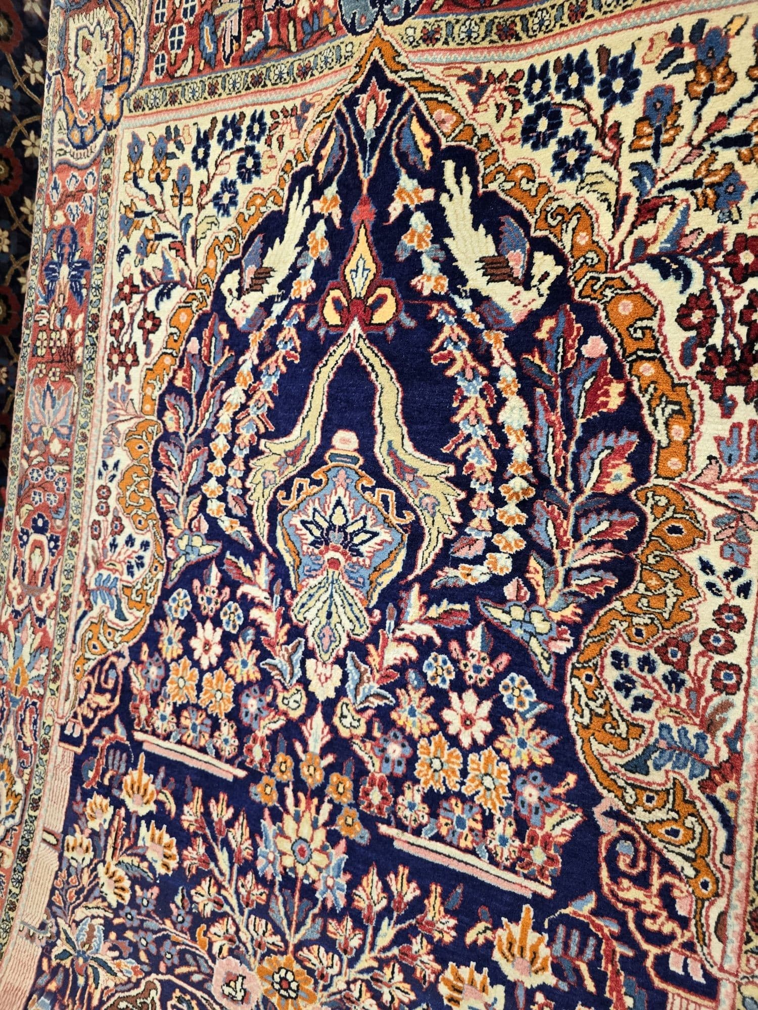 Dywan perski Teheran 220x130 cm, niebieski czerwony, wełna, Iran, XIX w. - 396252