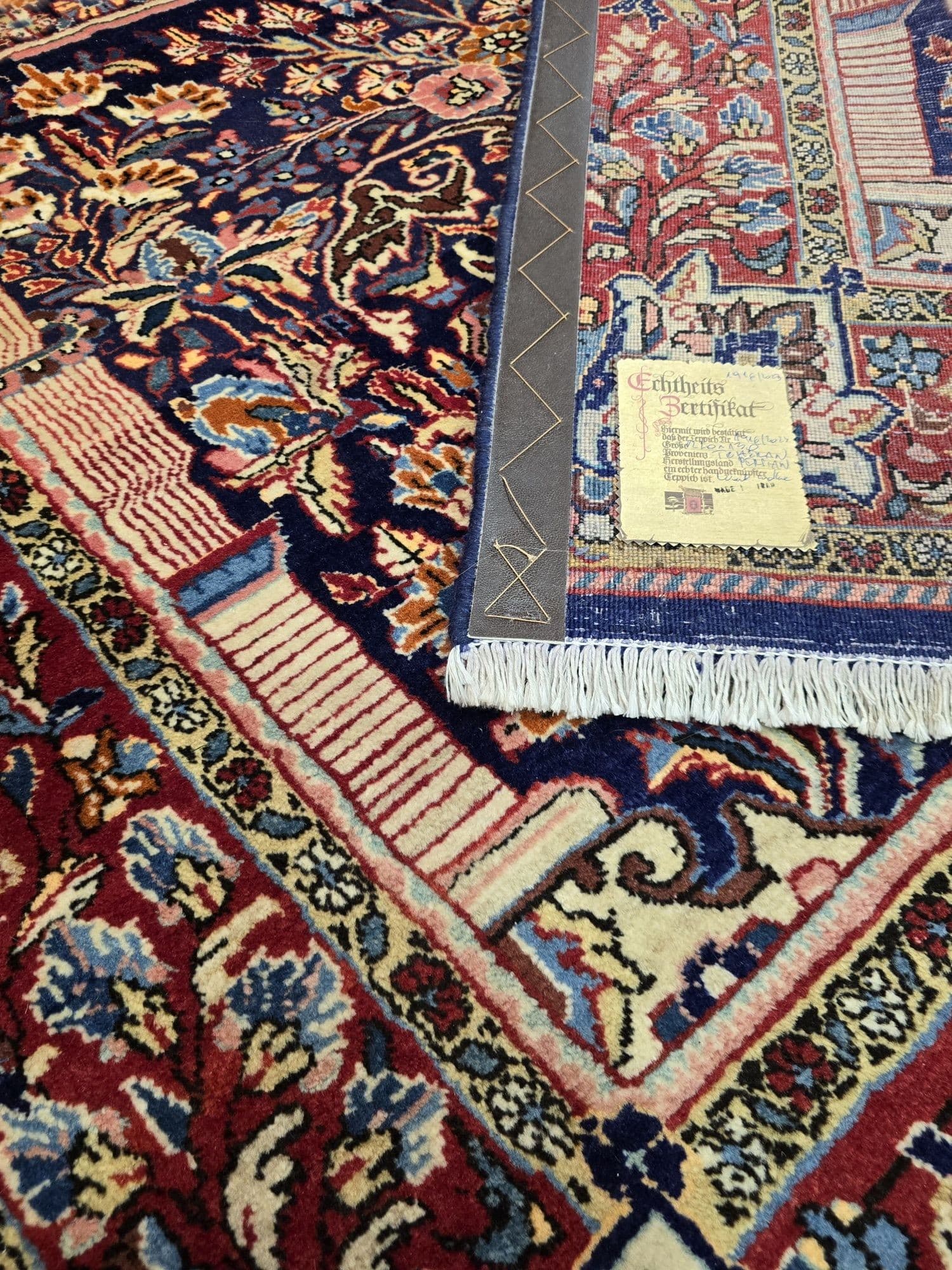 Dywan perski Teheran 220x130 cm, niebieski czerwony, wełna, Iran, XIX w. - 396254