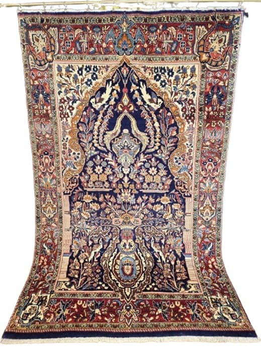 Dywan perski Teheran 220x130 cm, niebieski czerwony, wełna, Iran, XIX w.