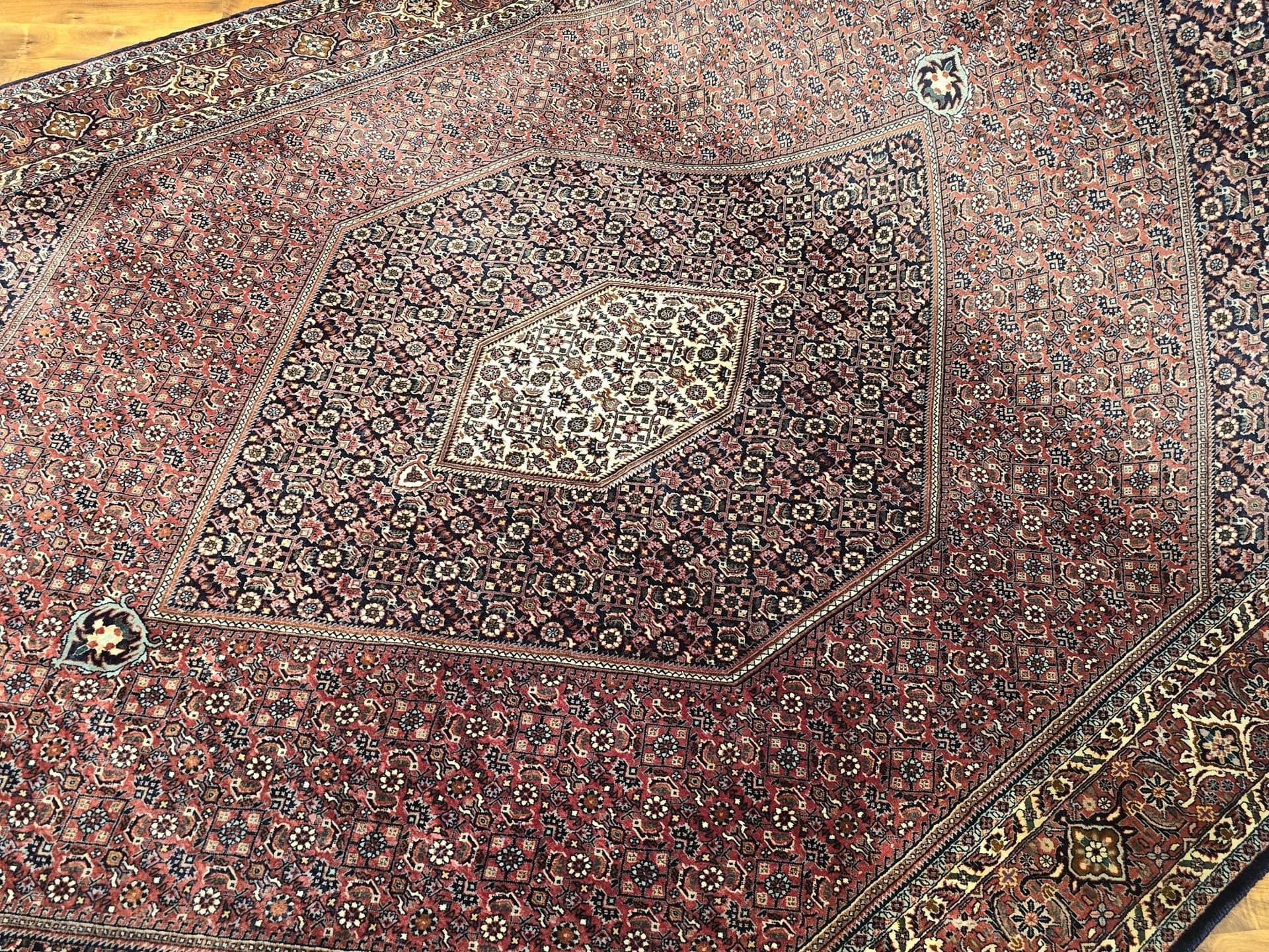 Dywan Bidjar Takab 205x310 cm, czerwony niebieski biały złoty, wełna, Iran, początek XX w. - 396266