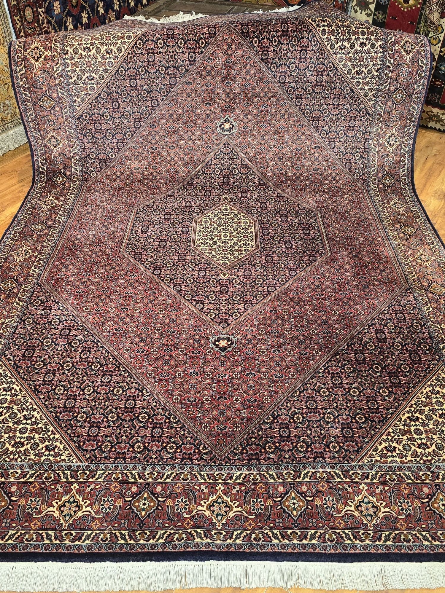 Dywan Bidjar Takab 205x310 cm, czerwony niebieski biały złoty, wełna, Iran, początek XX w. - 396262