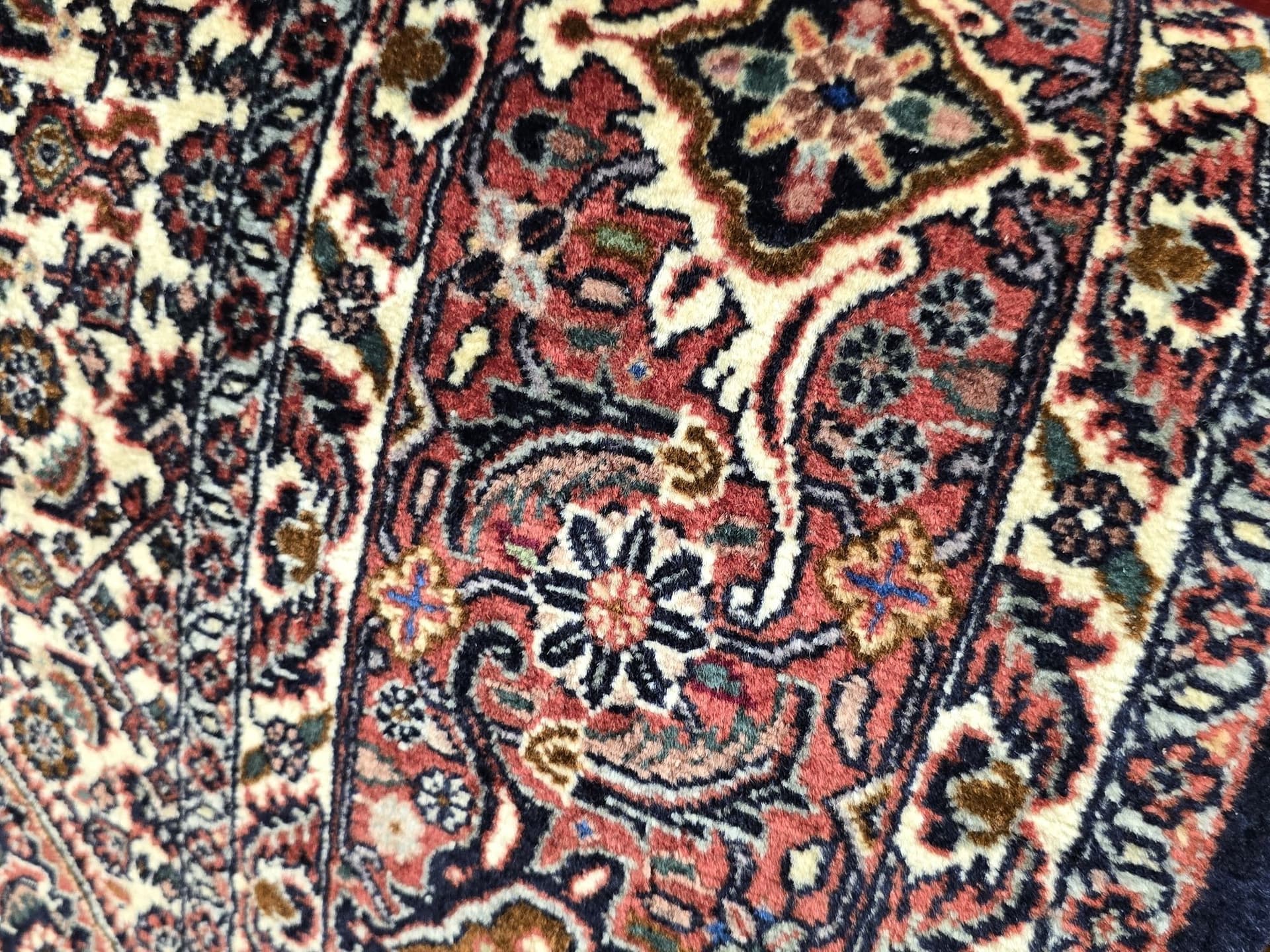 Dywan Bidjar Takab 205x310 cm, czerwony niebieski biały złoty, wełna, Iran, początek XX w. - 396264