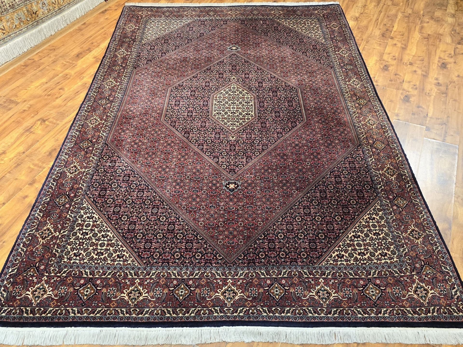 Dywan Bidjar Takab 205x310 cm, czerwony niebieski biały złoty, wełna, Iran, początek XX w. - 396261
