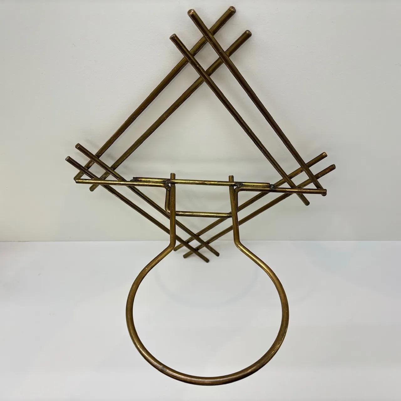 Wall-mounted plant holder, copper-plated steel, Poland, 1970s - 29103