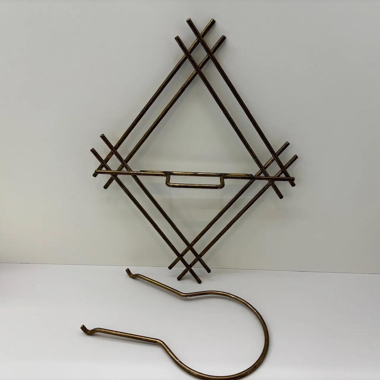 Wall-mounted plant holder, copper-plated steel, Poland, 1970s - 29110