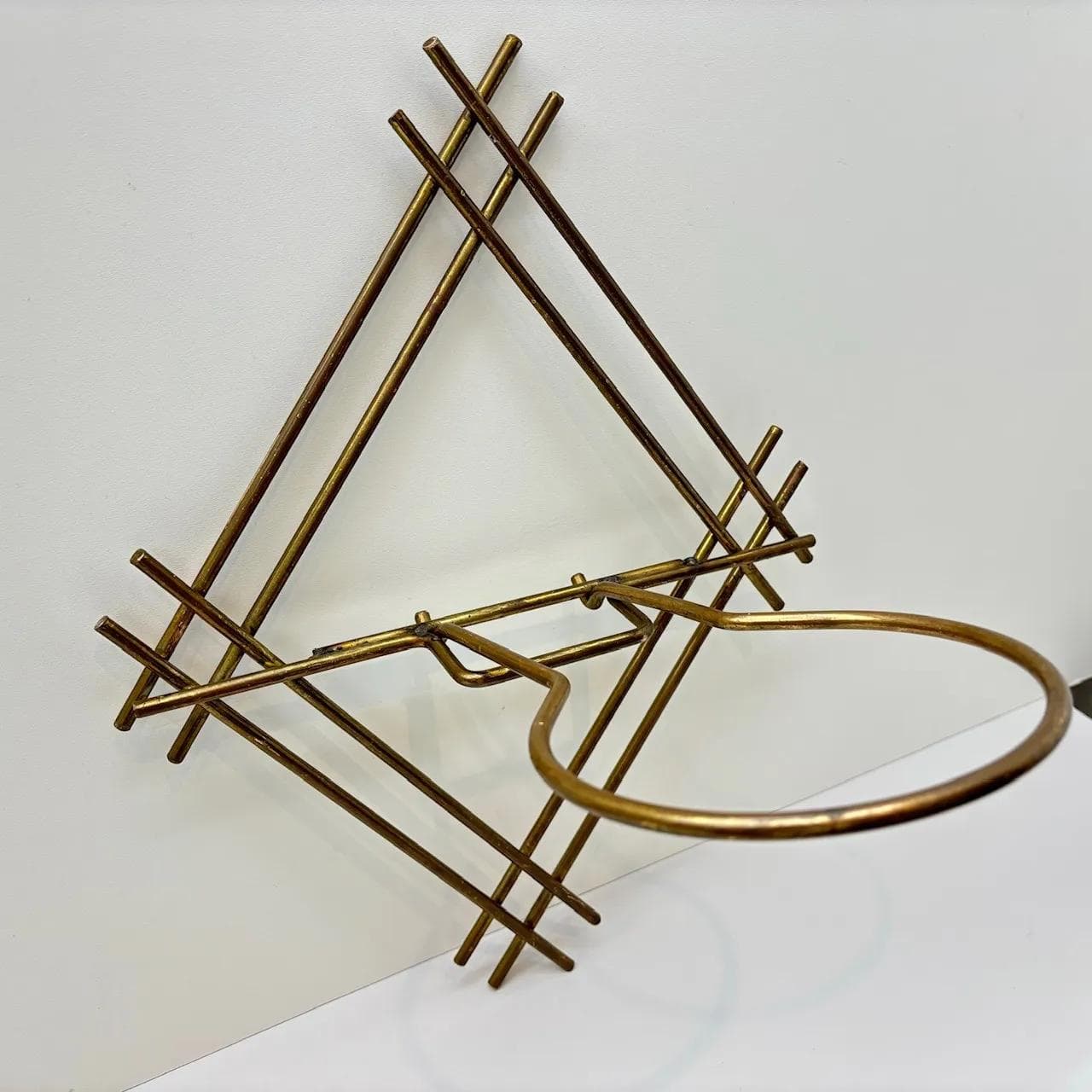 Wall-mounted plant holder, copper-plated steel, Poland, 1970s - 29104