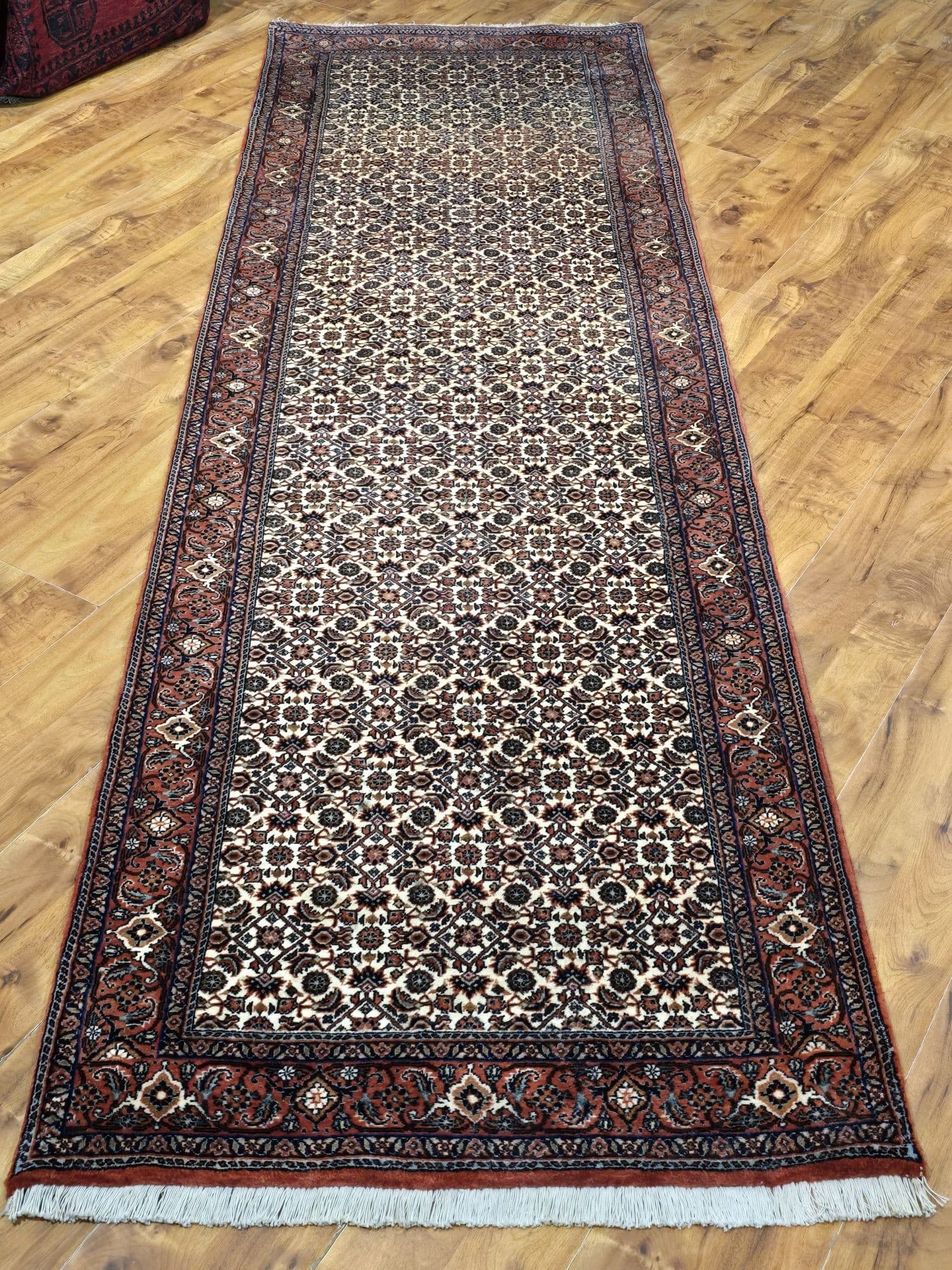 Chodnik Bidjar Takab 290x88 cm, beżowy czerwony niebieski złoty zielony biały, wełna, Iran - 396320