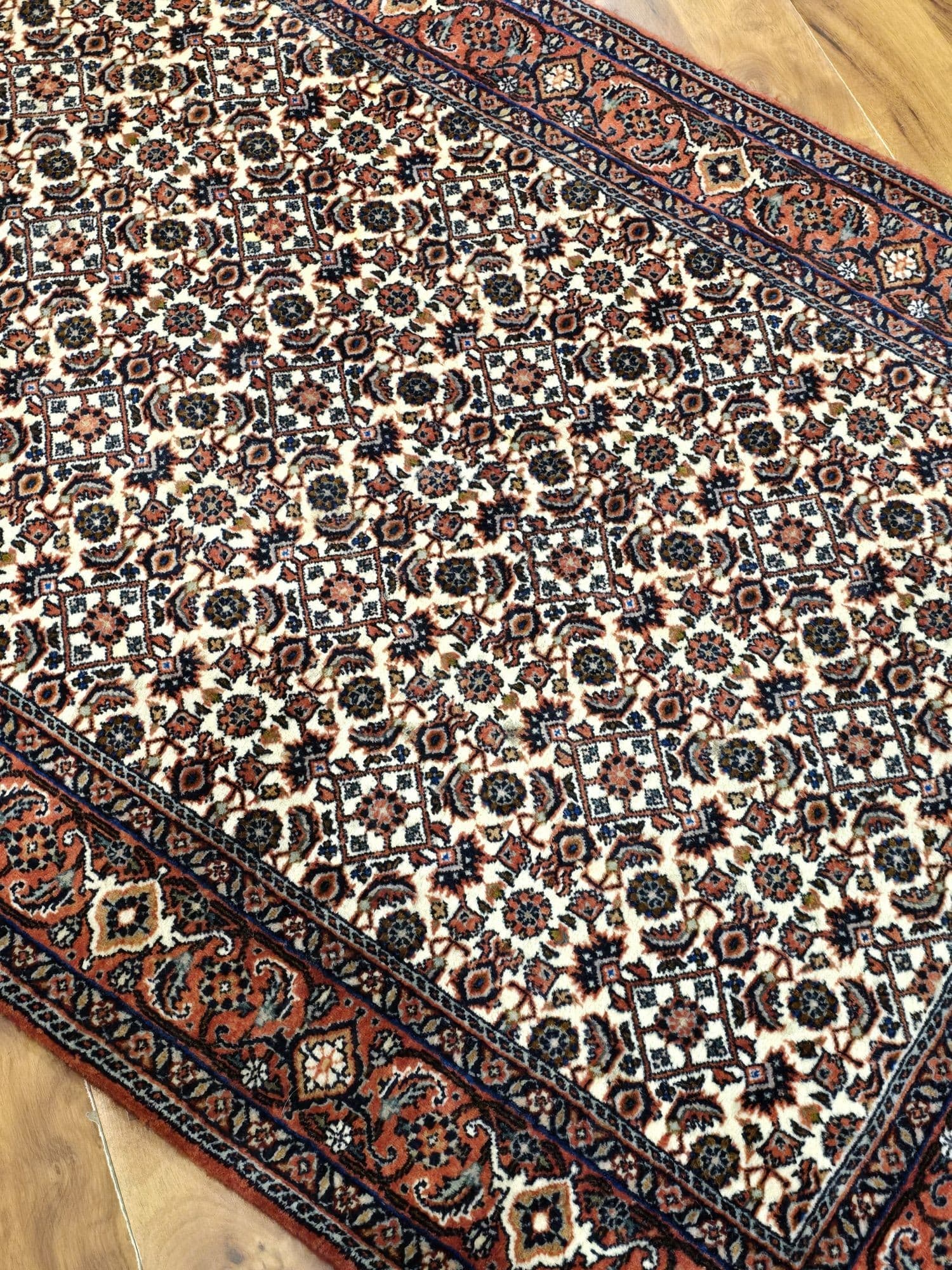 Chodnik Bidjar Takab 290x88 cm, beżowy czerwony niebieski złoty zielony biały, wełna, Iran - 396313