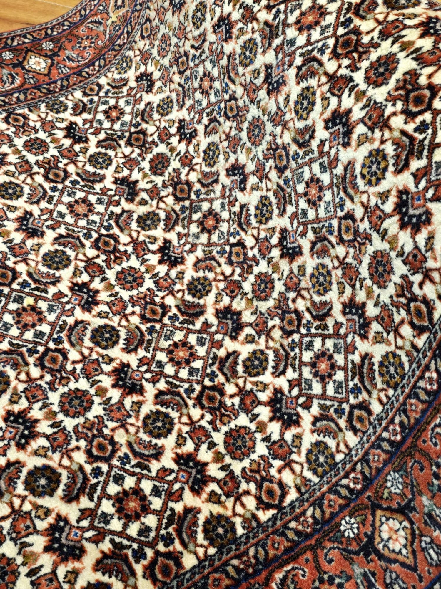 Chodnik Bidjar Takab 290x88 cm, beżowy czerwony niebieski złoty zielony biały, wełna, Iran - 396318