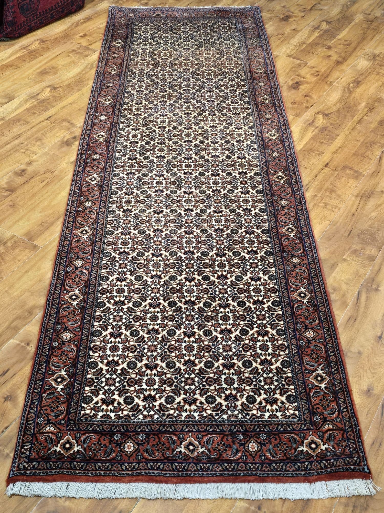 Chodnik Bidjar Takab 290x88 cm, beżowy czerwony niebieski złoty zielony biały, wełna, Iran - 396319