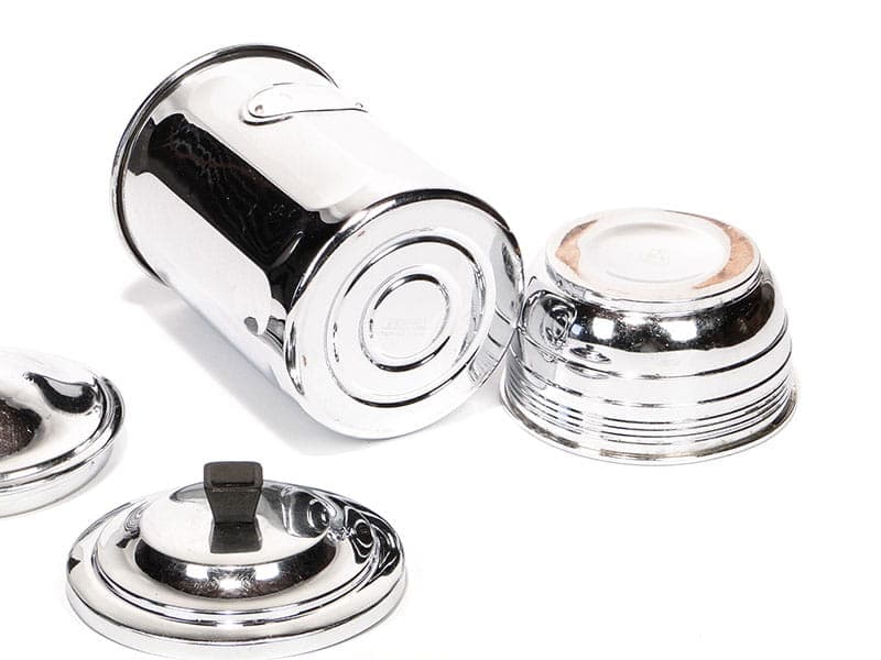 Set of kitchen containers Art Deco, silver chrome-plated brass, black ebonite, France, 1920s. - 396332