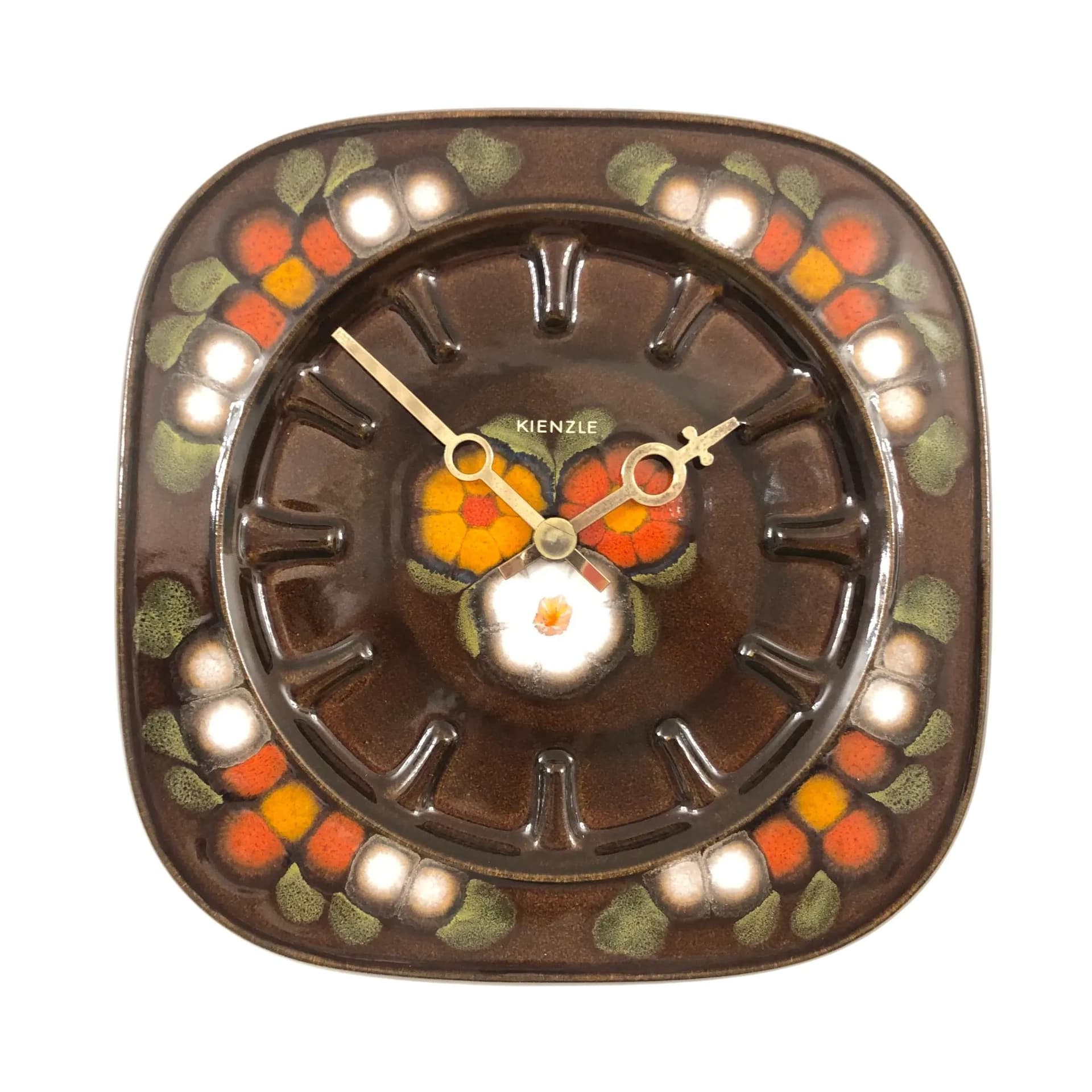Zegar ścienny, ceramika multikolor, Kienzle, Niemcy, lata 70.
