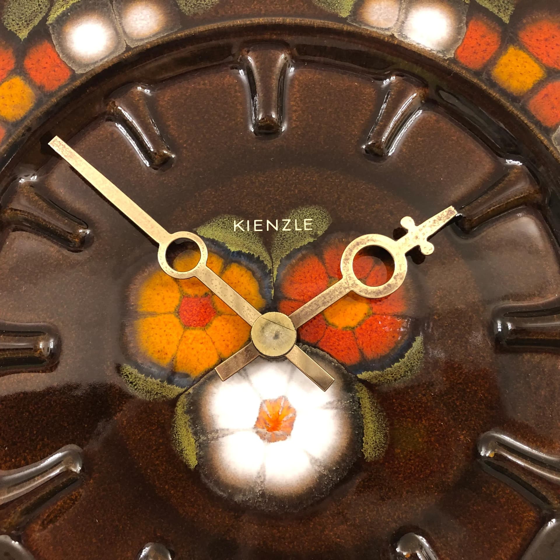 Zegar ścienny, ceramika multikolor, Kienzle, Niemcy, lata 70. - 29099