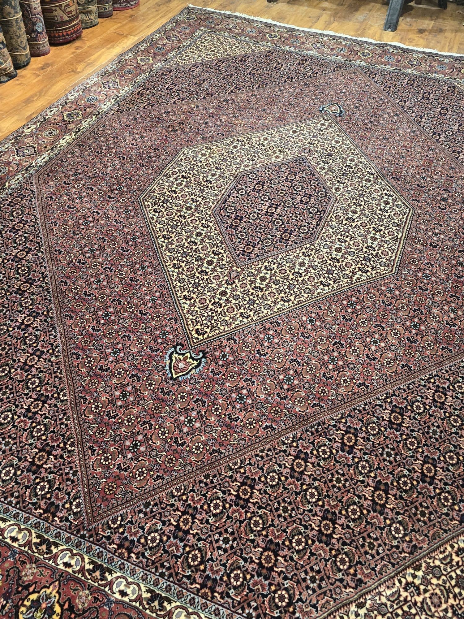 Dywan Bidjar Takab 350x250 cm, czerwony beżowy niebieski czarny żółty, wełna, Iran - 396378