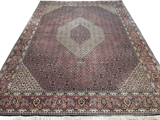 Dywan Bidjar Takab 350x250 cm, czerwony beżowy niebieski czarny żółty, wełna, Iran - WYMIARY