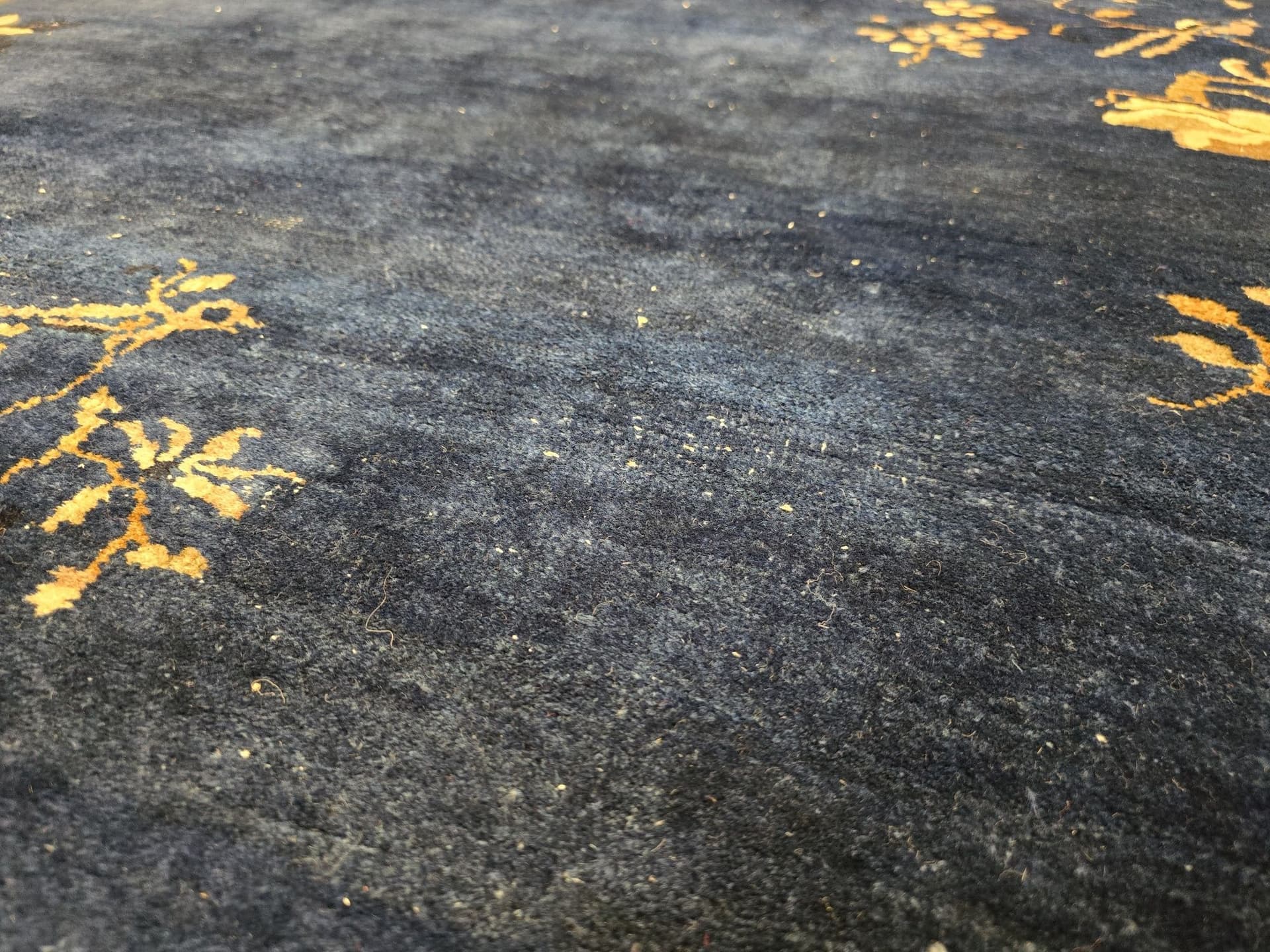 Rug Art Deco, 350x277 cm, blue beige gold pink green, wool cotton, China, 1920s. - 396415