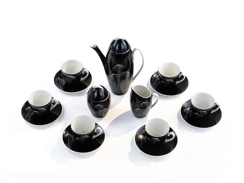 Czarno-biały serwis kawowy „Tom”, proj. J. Steckiewicz dla Zakładów Porcelany Stołowej Wałbrzych, Polska, lata 50. - 29182