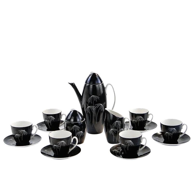 Black and White 'Tom' Coffee Set, by J. Steckiewicz for Zakłady Porcelany Stołowej Wałbrzych, Poland, 1950s